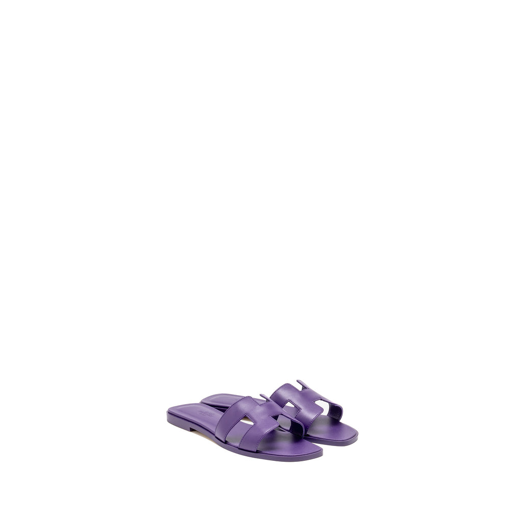 HERMES ORAN SANDAL CALFSKIN VIOLET MAJORETT