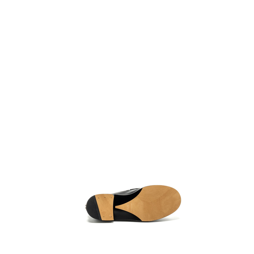 CHANEL LETTER LOAFERS LEATHER BLACK LGHW