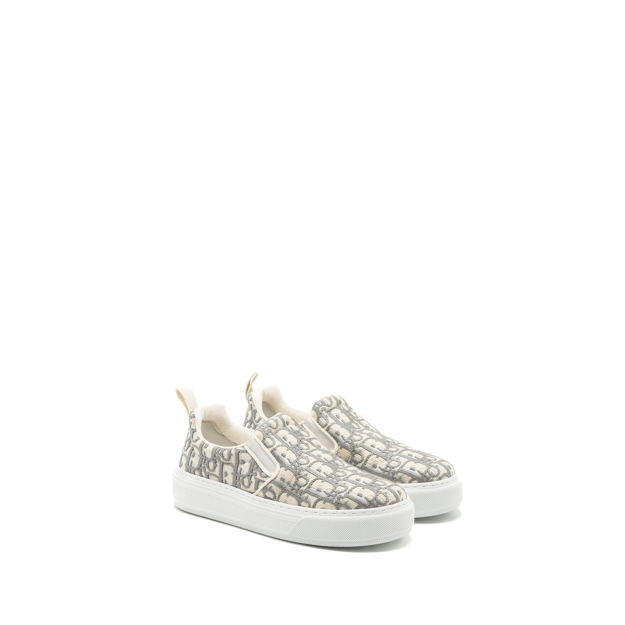DIOR SOLAR LOAFERS OBLIQUE EMBROIDERY GREY STONE