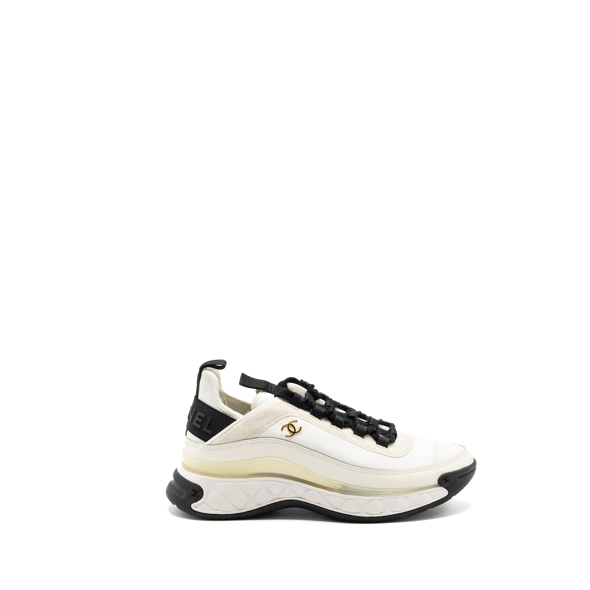 CHANEL CLASSIC SNEAKER FABRIC/SUEDE CALFSKIN BLACK/WHITE