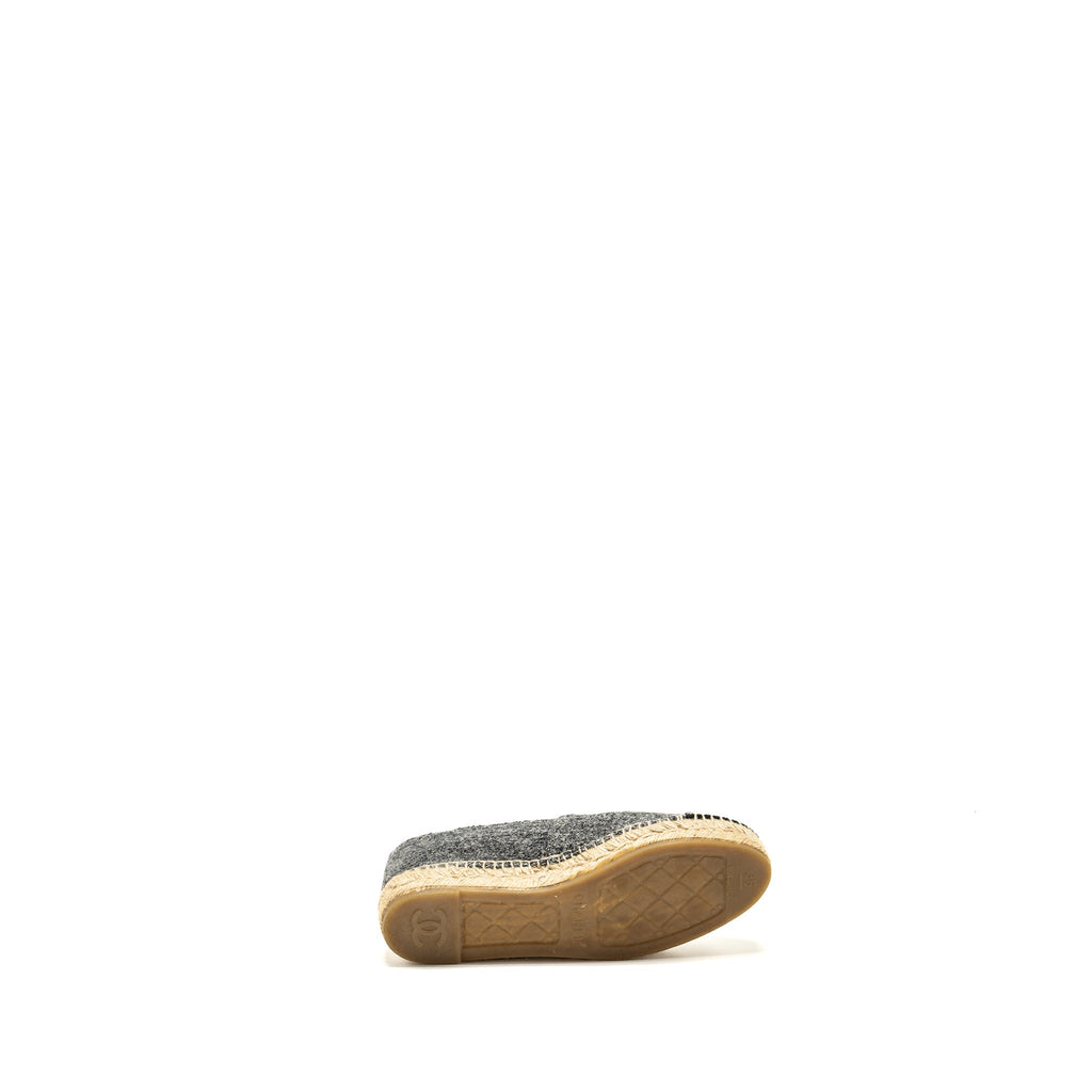 CHANEL 16A CC LOGO ESPADRILLES TWEED/VELVET GREY/BLACK