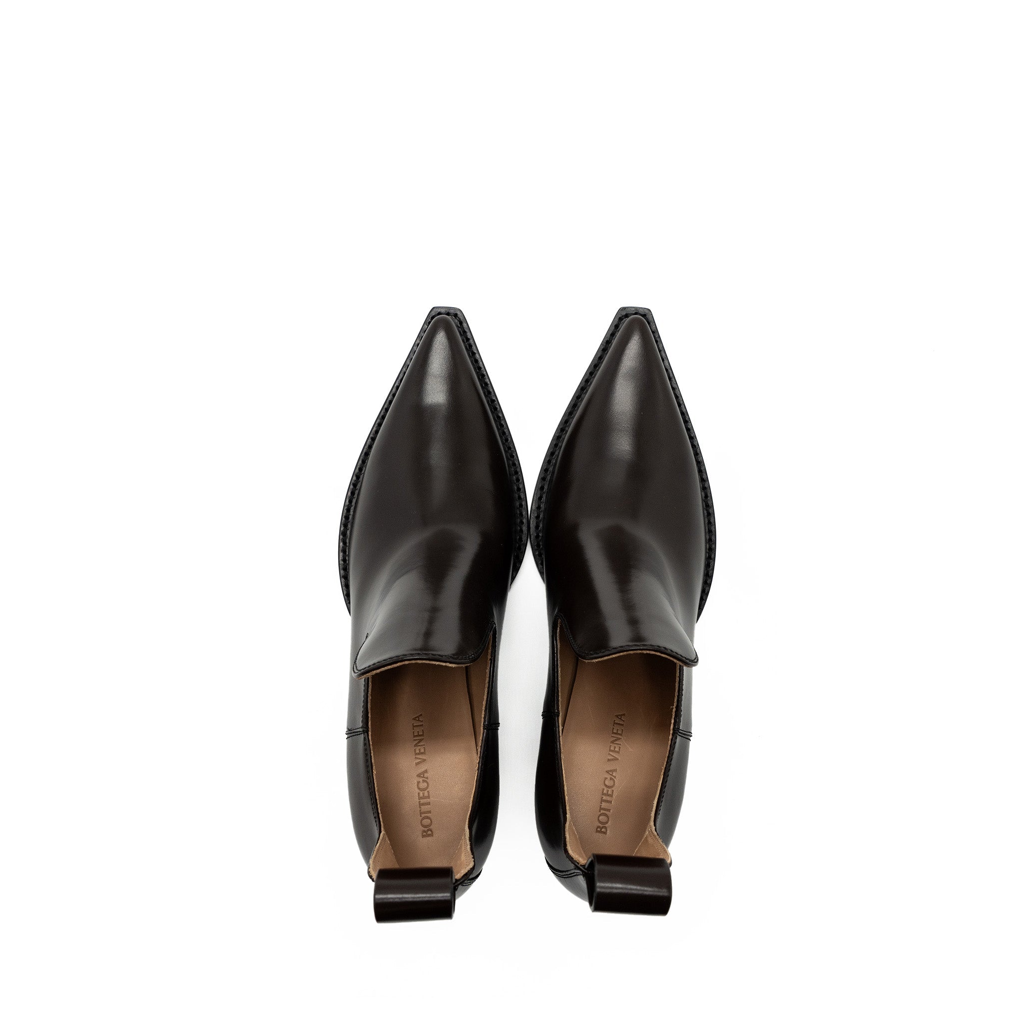 BOTTEGA VENETA LEATHER BOOTS DARK BROWN