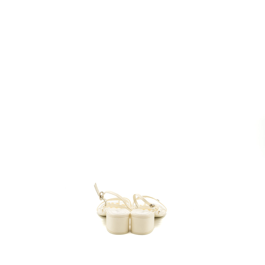 CHANEL PEARL SANDAL LEATHER WHITE SHW