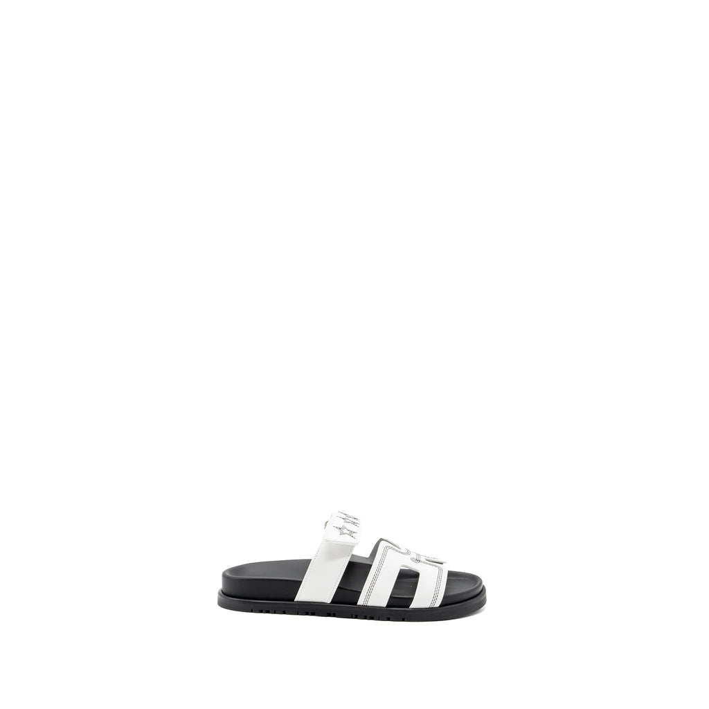 HERMES CHYPRE SANDALS STAR EMBROIDERED WHITE