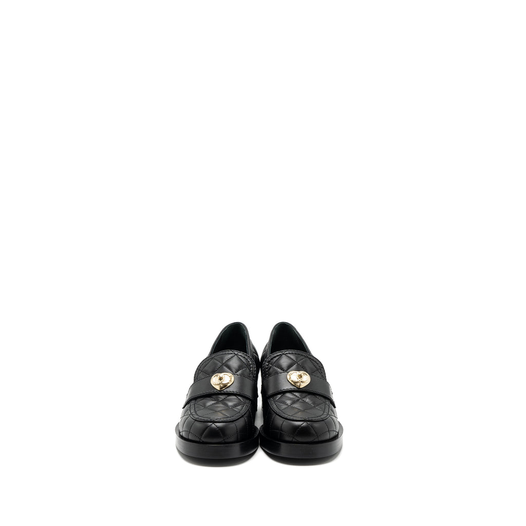 CHANEL HEART ROCK LOAFERS LEATHER BLACK LGHW