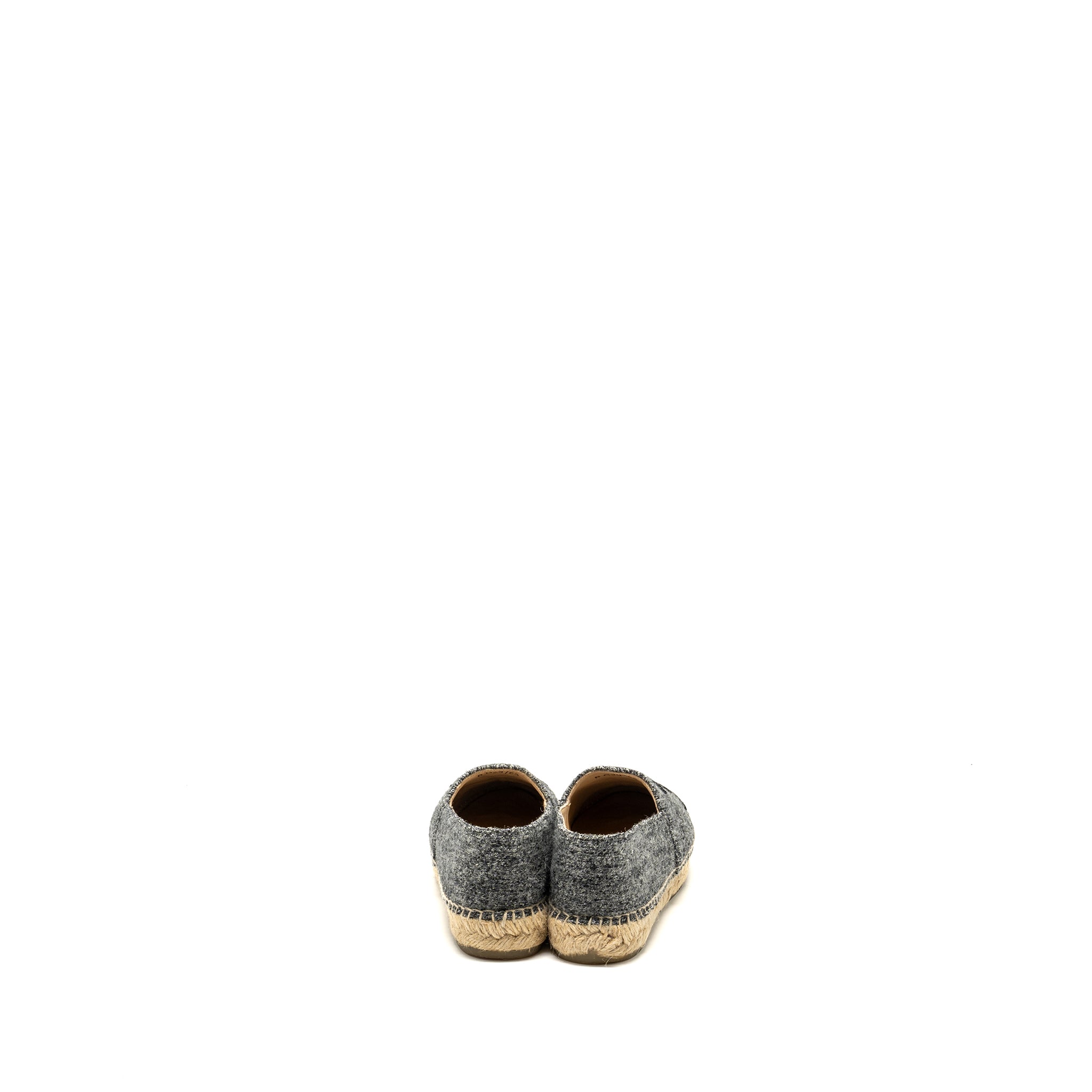CHANEL 16A CC LOGO ESPADRILLES TWEED/VELVET GREY/BLACK