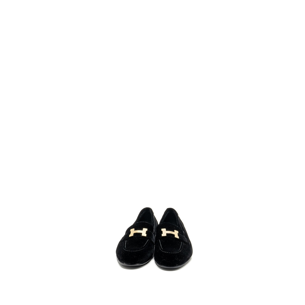 HERMES PARIS LOAFER VELVET BLACK GHW