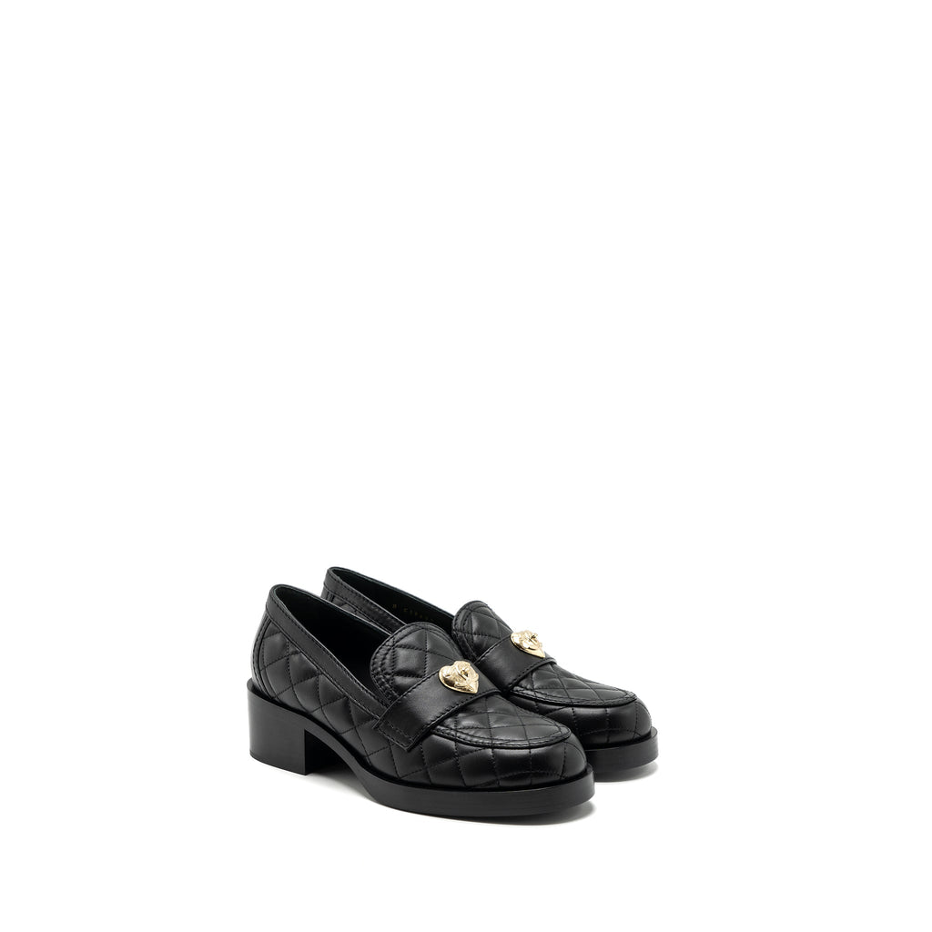 CHANEL HEART ROCK LOAFERS LEATHER BLACK LGHW