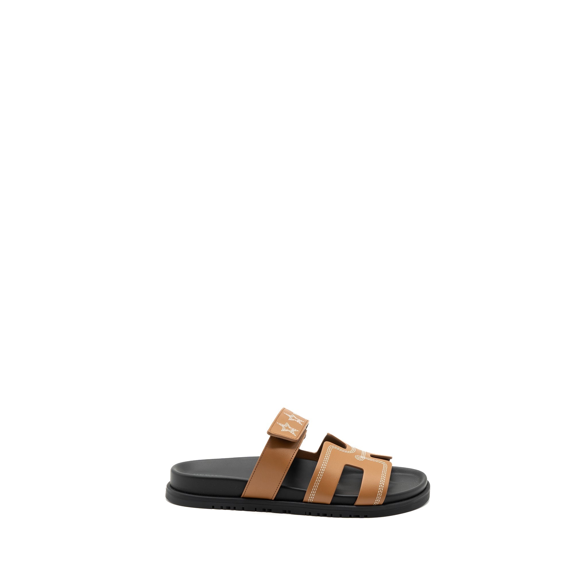 HERMES CHYPRE SANDALS STAR EMBROIDERED IN NATURAL