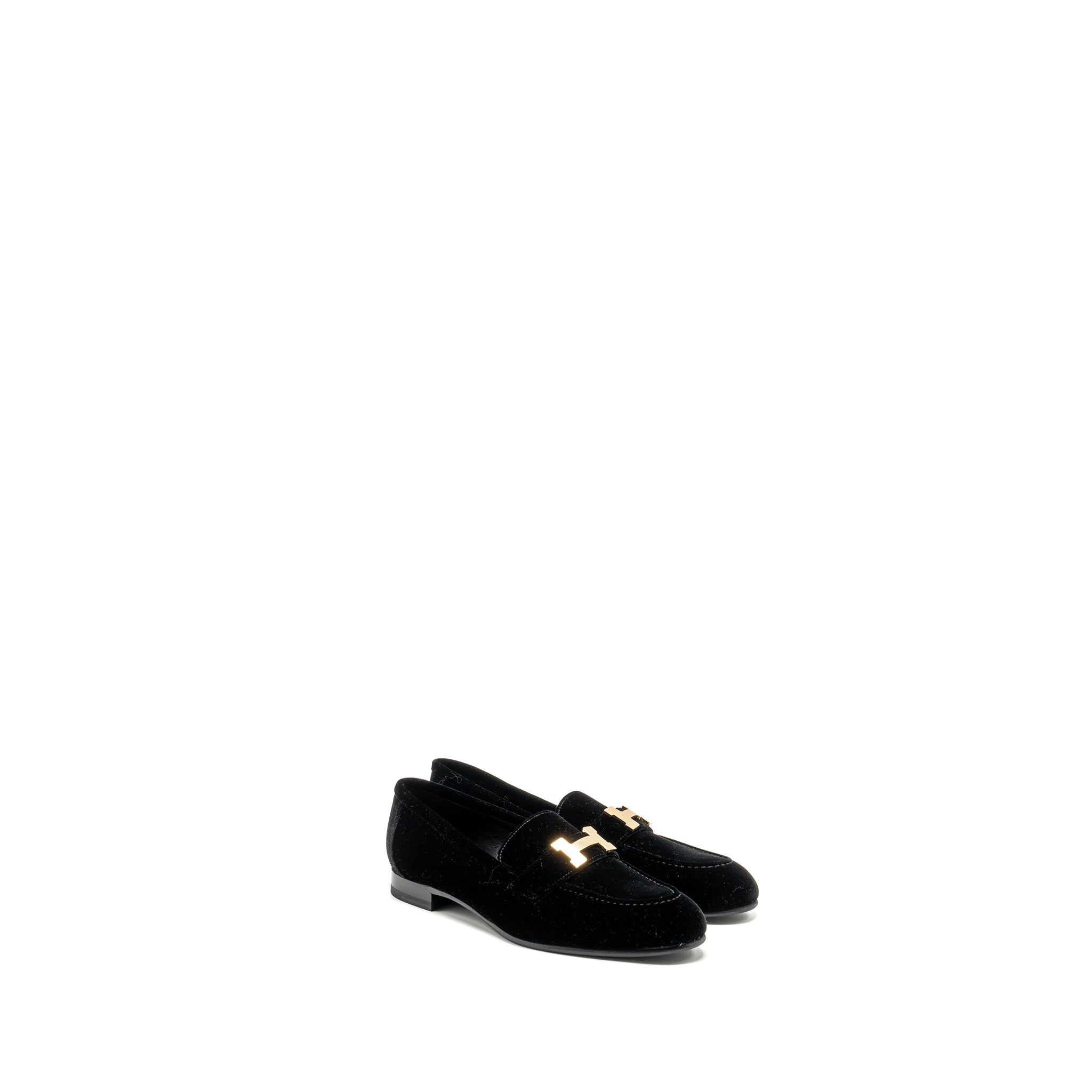 HERMES PARIS LOAFER VELVET BLACK GHW
