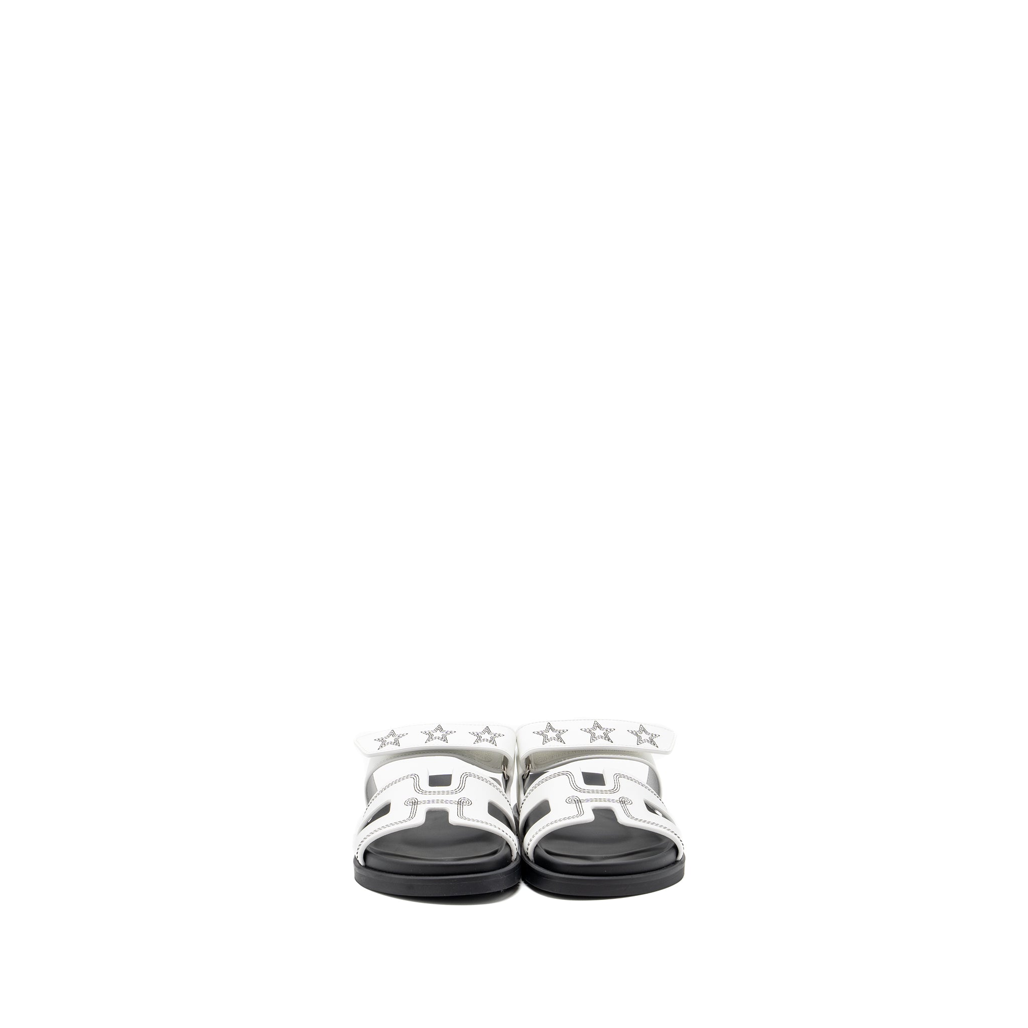 HERMES CHYPRE SANDALS STAR EMBROIDERED WHITE