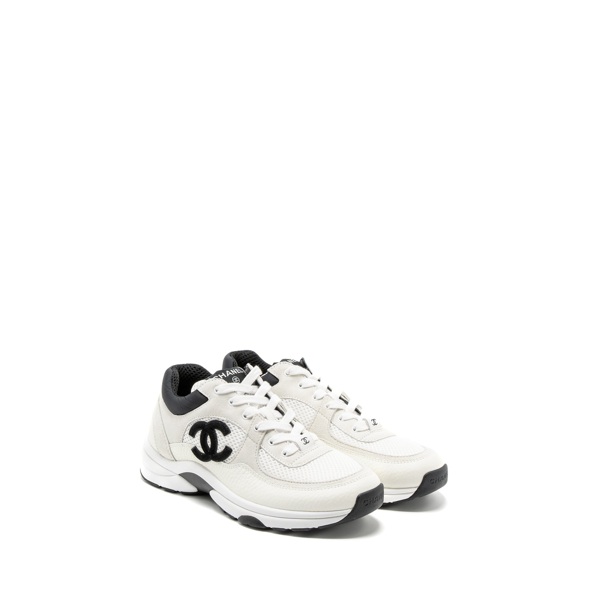 CHANEL TRAINERS SUEDE/CALFSKIN BLACK/WHITE