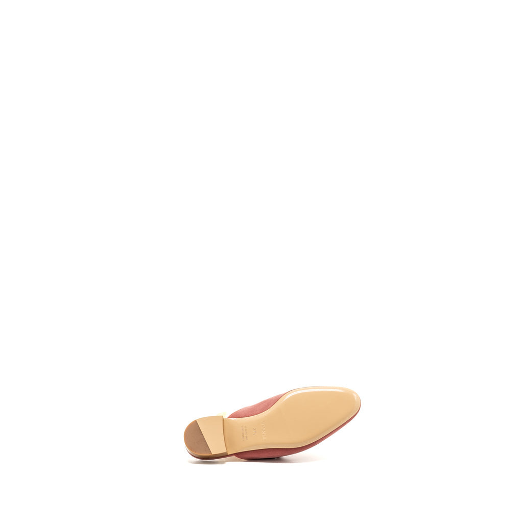 HERMES TROCADERO H LOGO BUCKLE MULE SLIDES VELVET ROSE POUDRE GHW