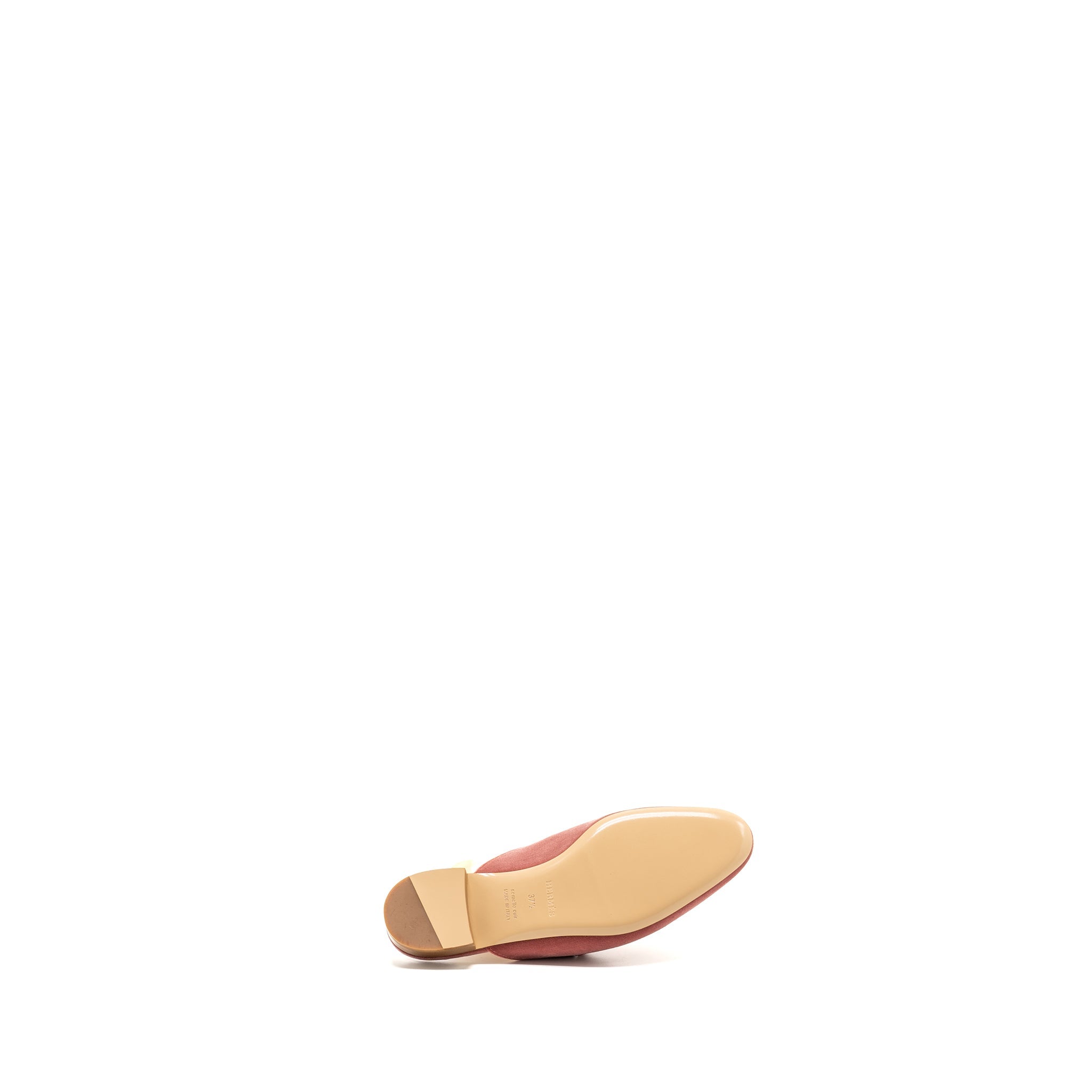 HERMES TROCADERO H LOGO BUCKLE MULE SLIDES VELVET ROSE POUDRE GHW