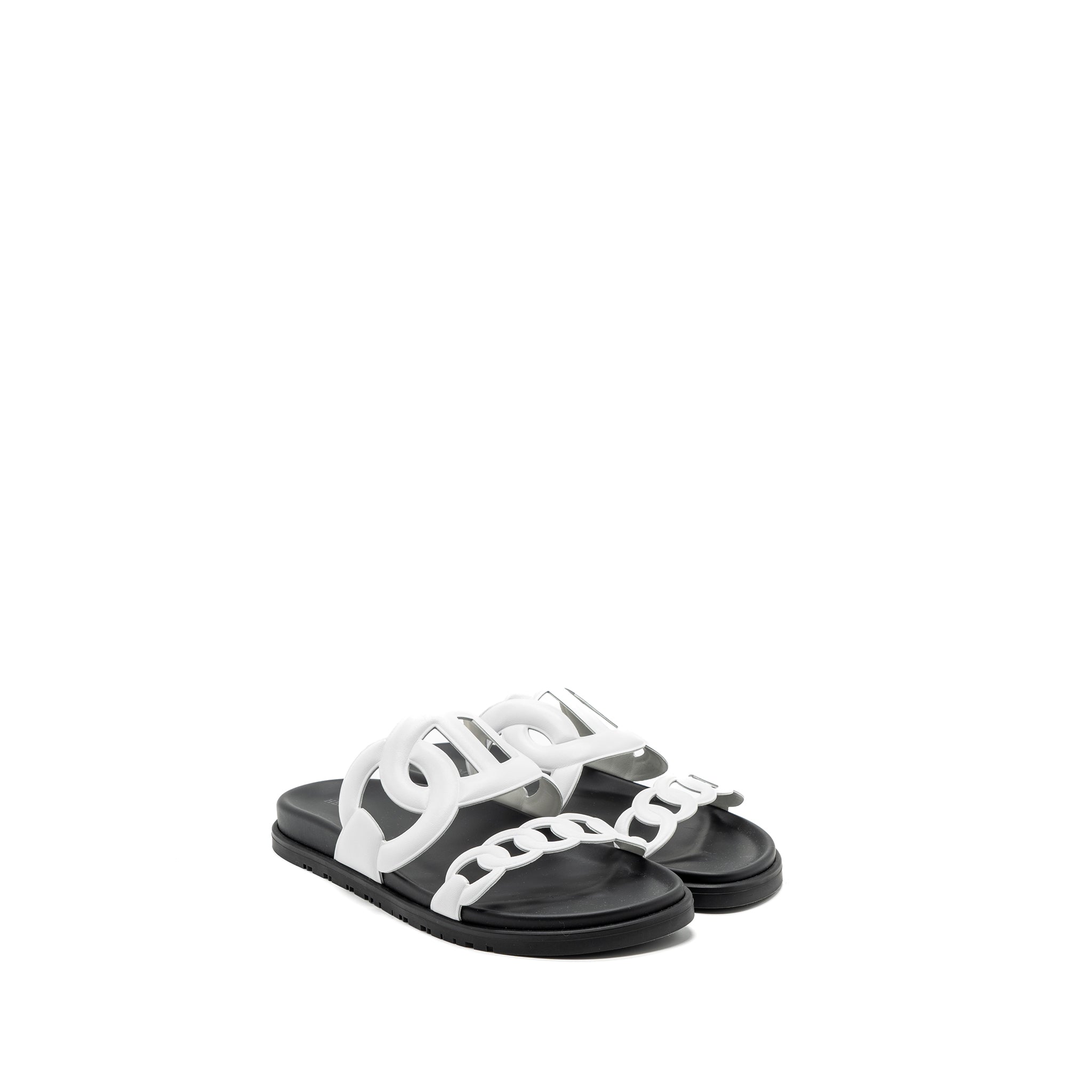 HERMES EXTRA SANDALS WHITE/BLACK