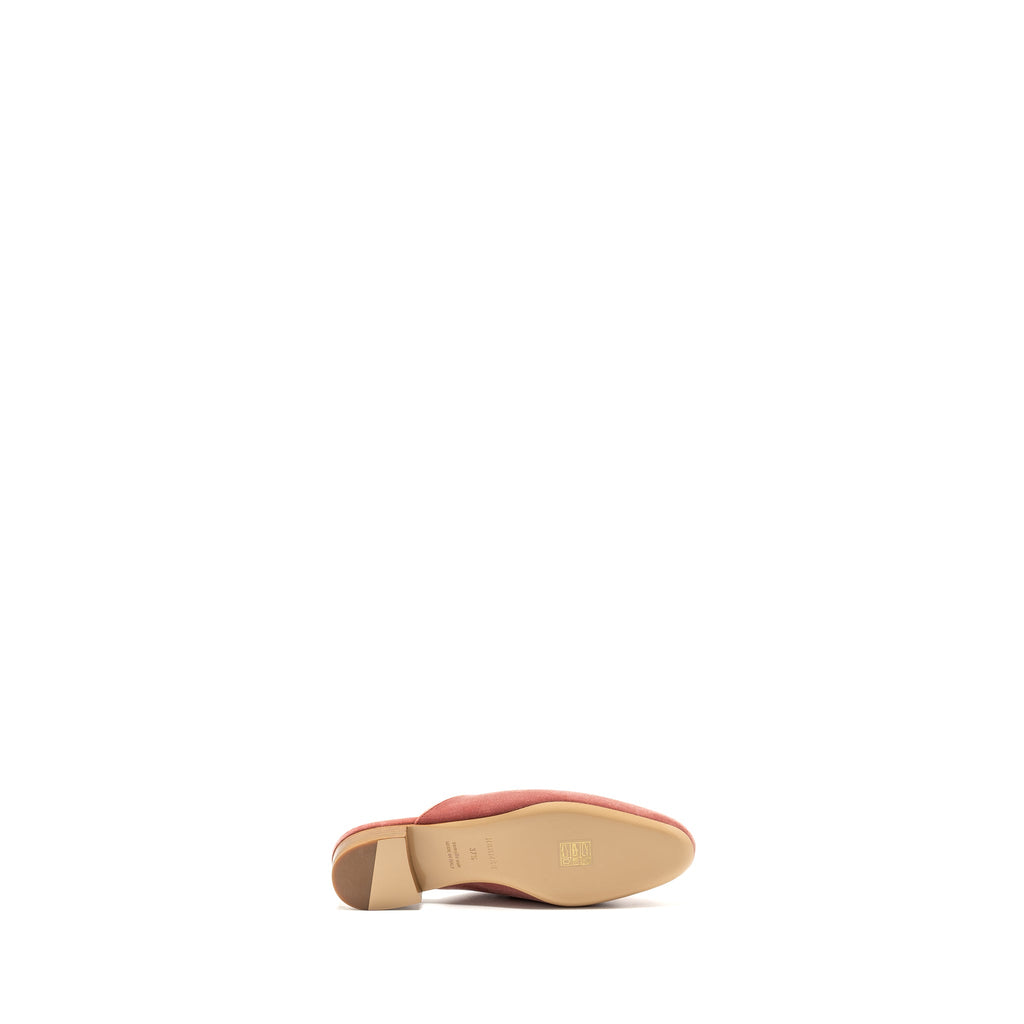 HERMES TROCADERO H LOGO BUCKLE MULE SLIDES VELVET ROSE POUDRE GHW