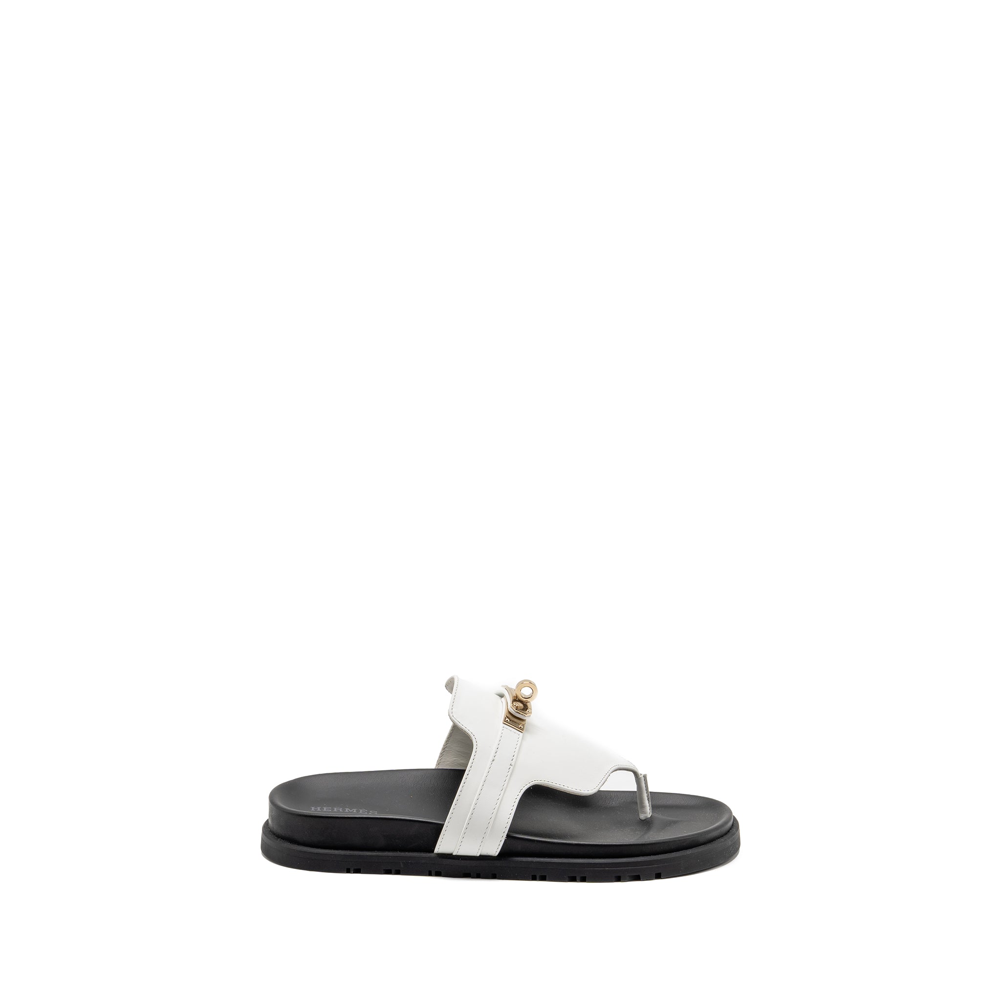 HERMES EMPIRE SANDALS CALFSKIN WHITE LGHW