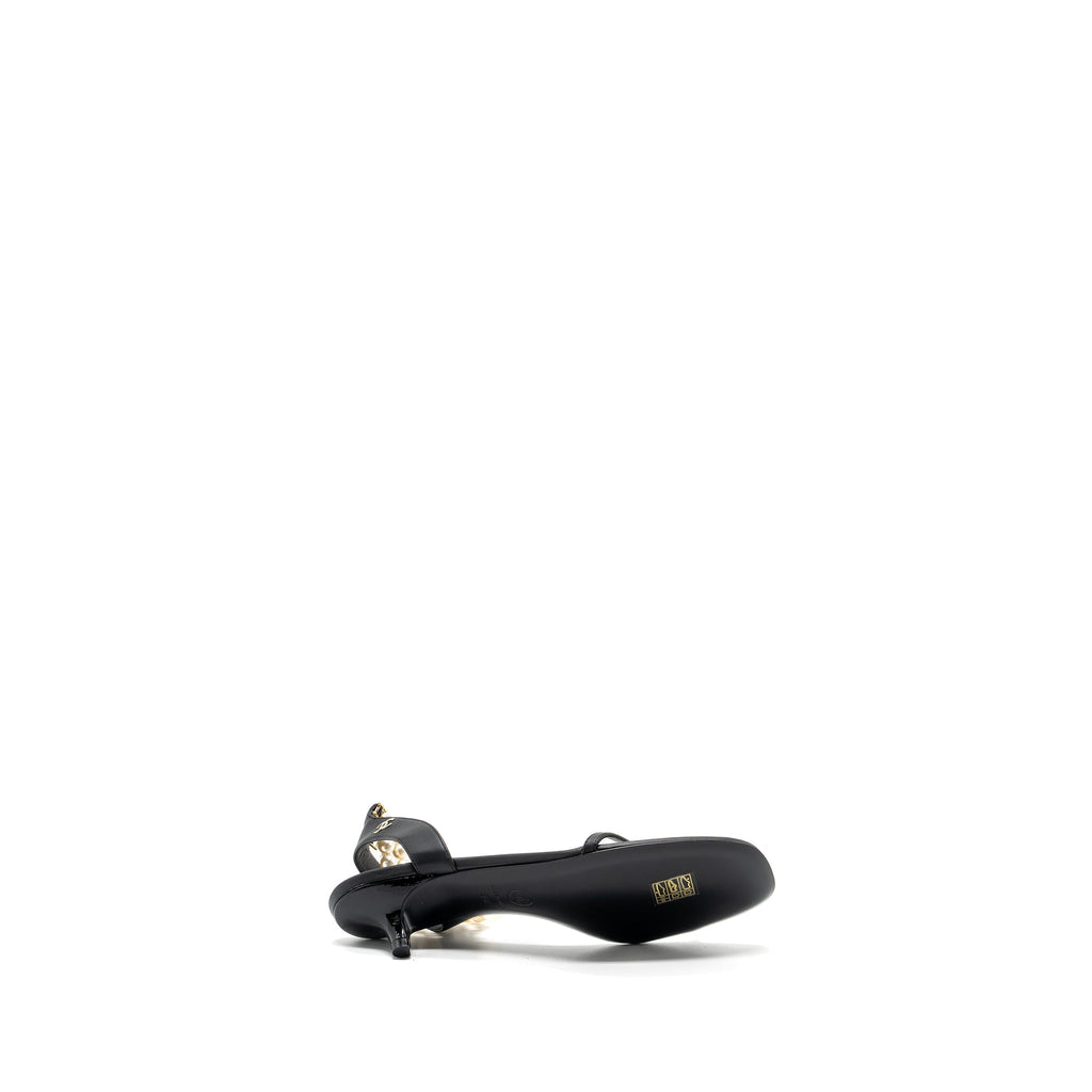 CHANEL HEEL SANDALS WITH PEARL LEATHER BLACK GHW