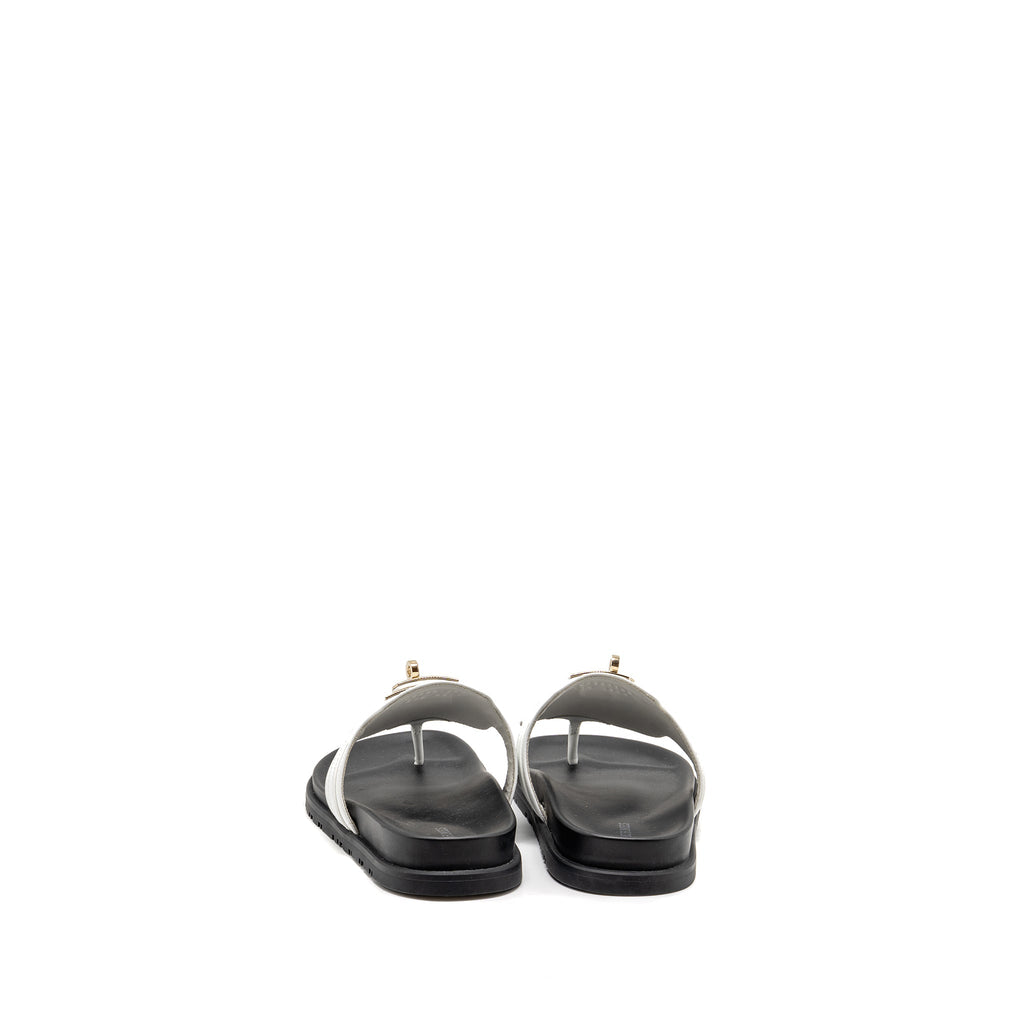 HERMES EMPIRE SANDALS CALFSKIN WHITE LGHW