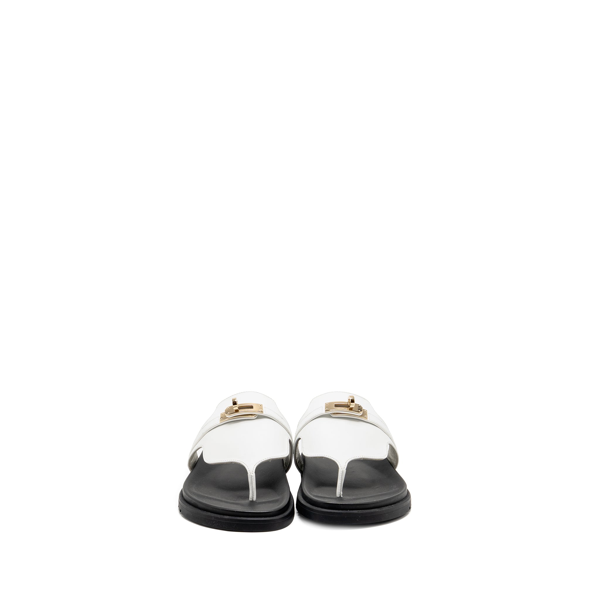 HERMES EMPIRE SANDALS CALFSKIN WHITE LGHW
