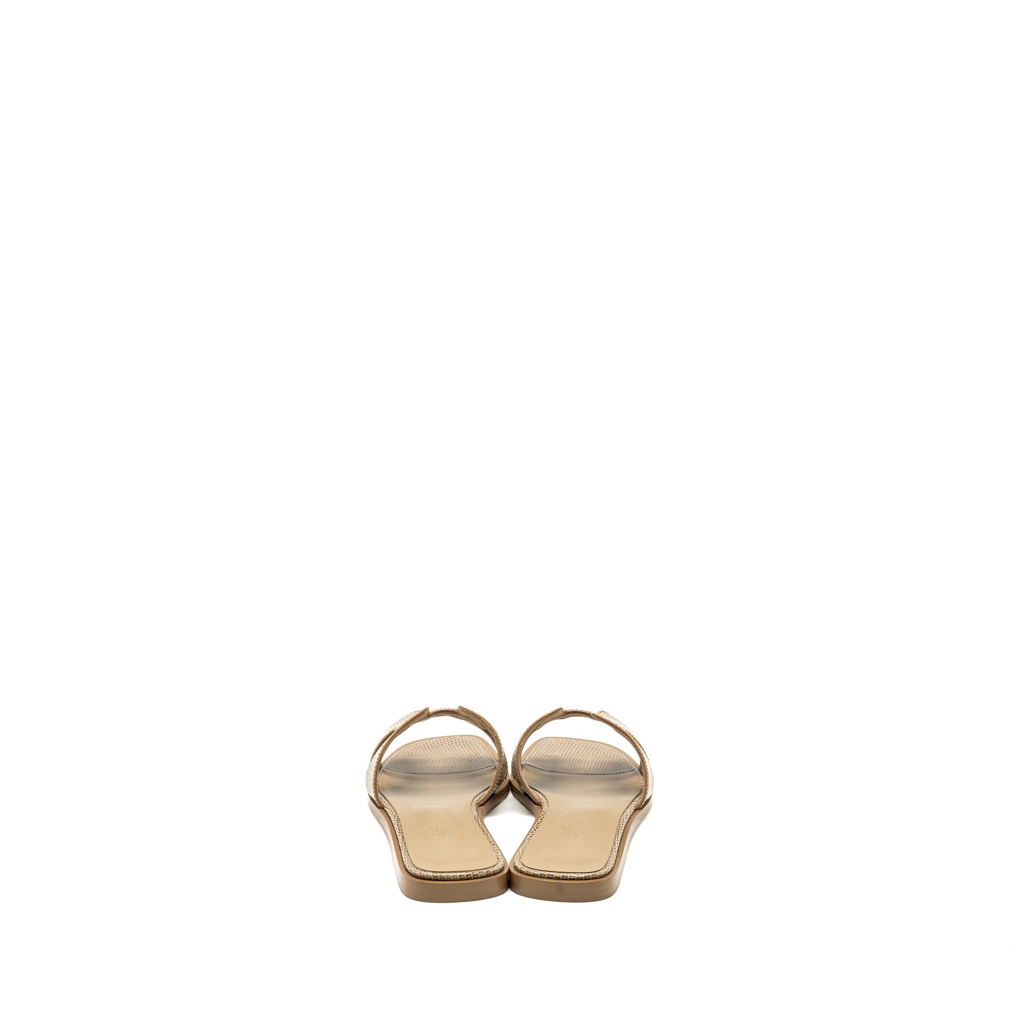 HERMES ORAN SANDALS LIZARD BEIGE ARGILE