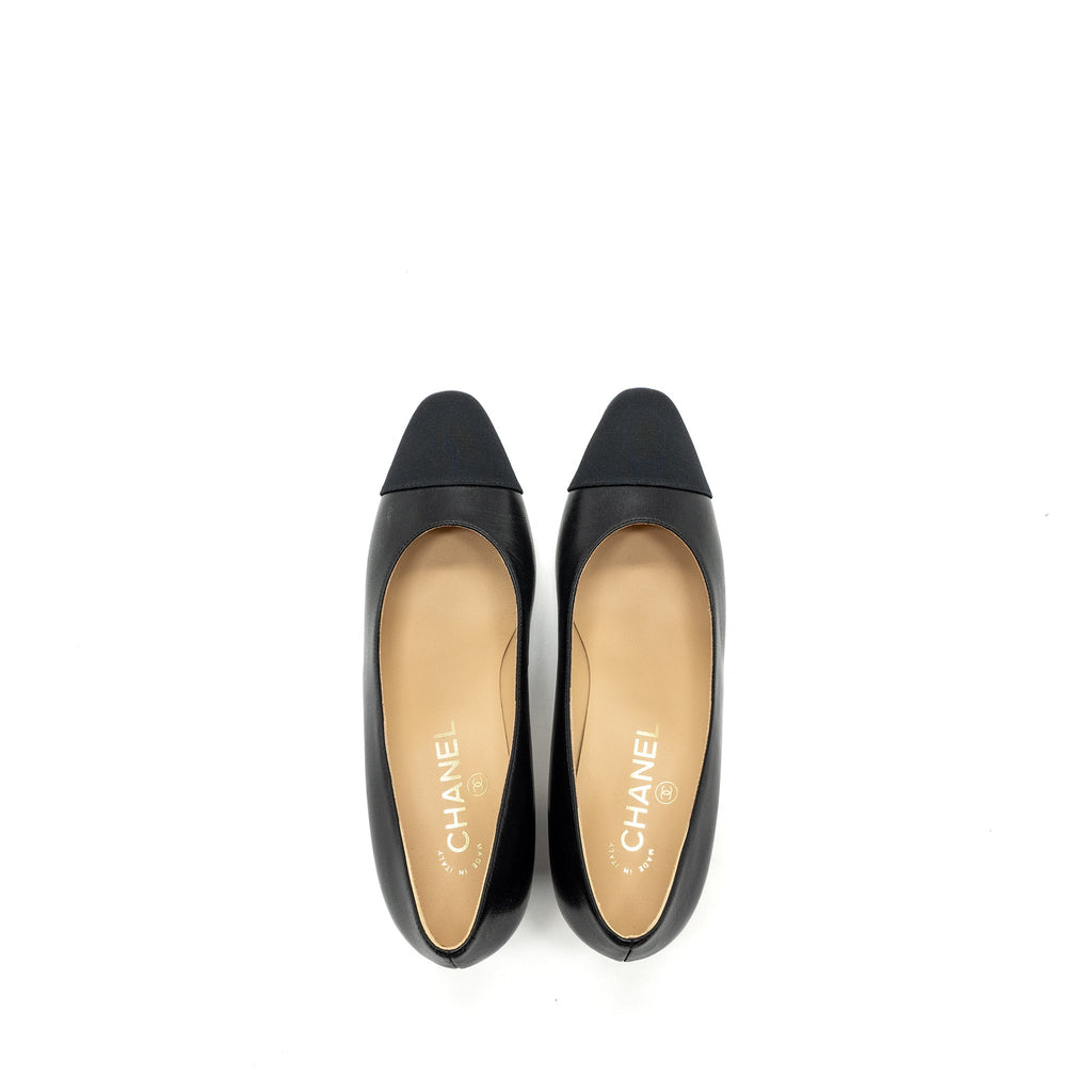 CHANEL HEELS LEATHER/ FABRIC BLACK