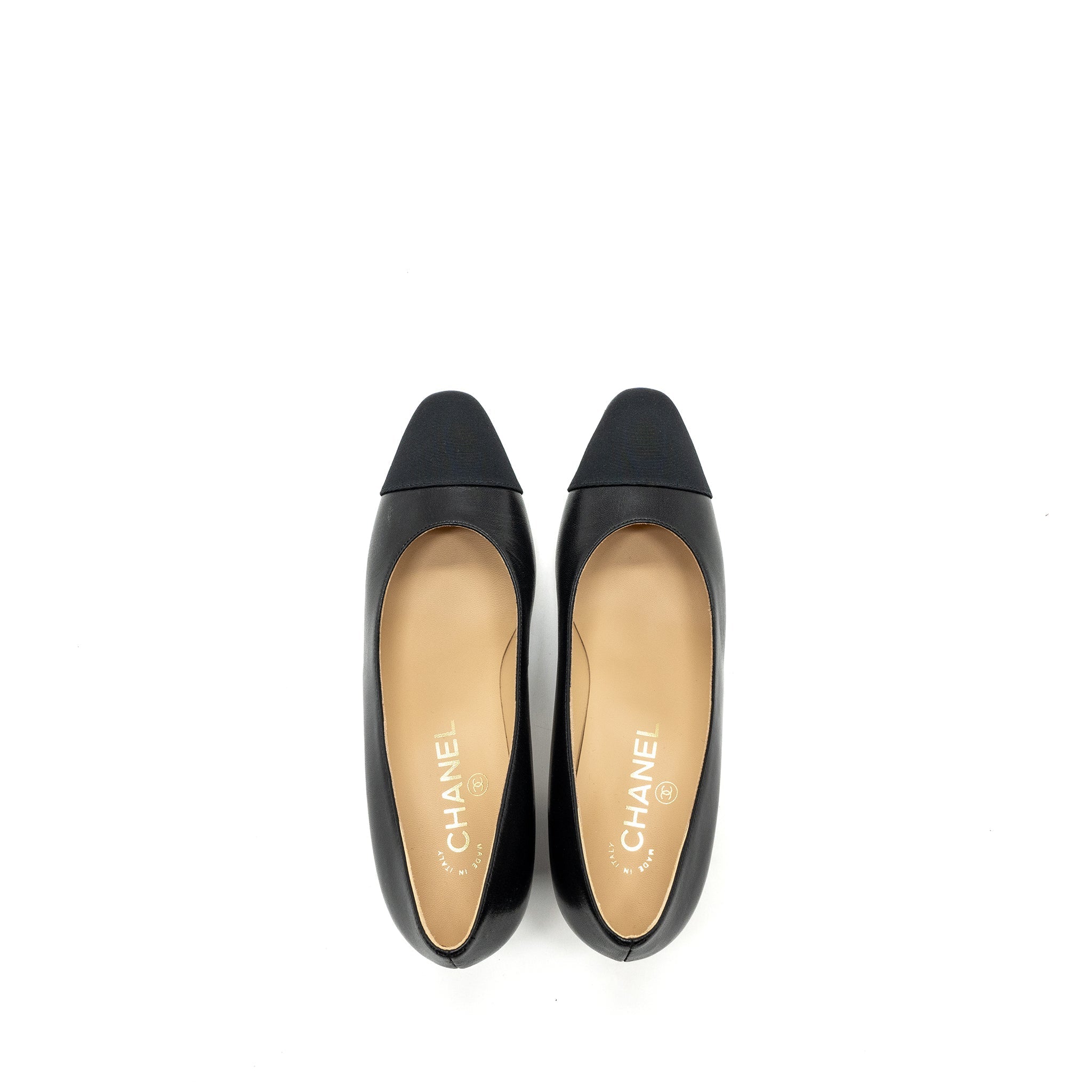 CHANEL HEELS LEATHER/ FABRIC BLACK