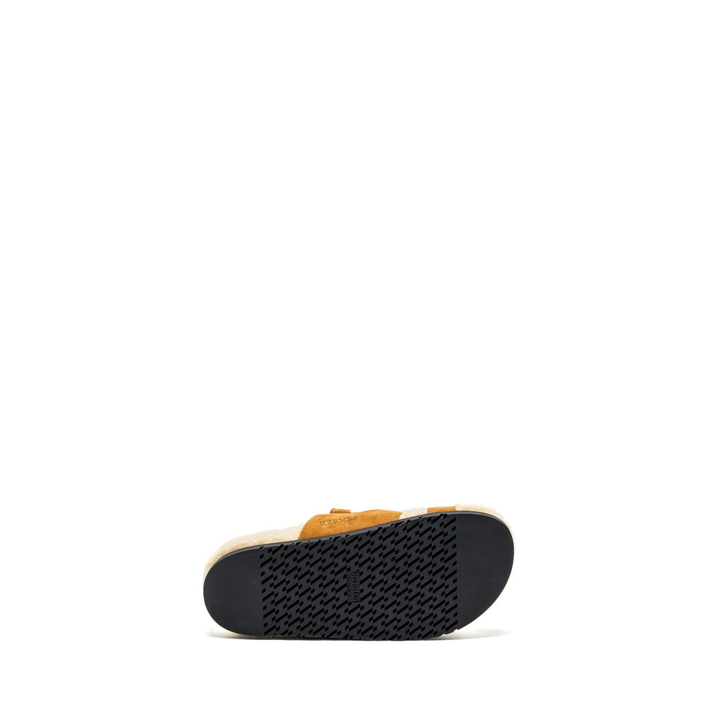 HERMES CHYPRE SANDAL CHEVRE GOATSKIN /SHEARLING NATUREL/ECRU