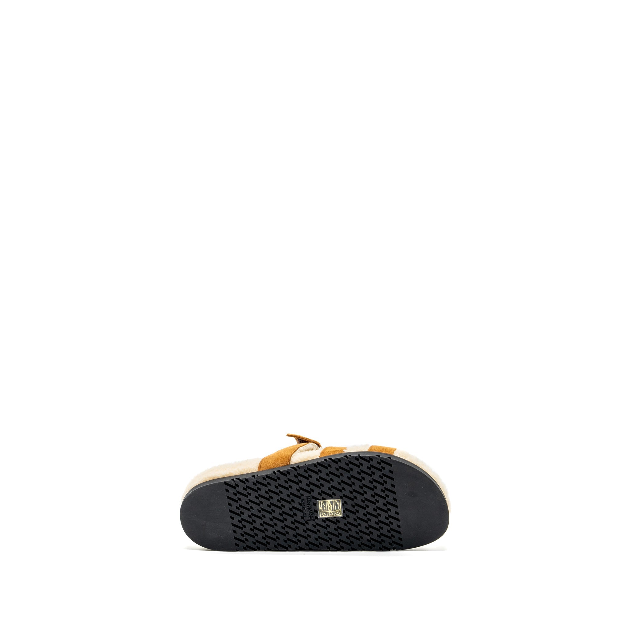 HERMES CHYPRE SANDAL CHEVRE GOATSKIN /SHEARLING NATUREL/ECRU