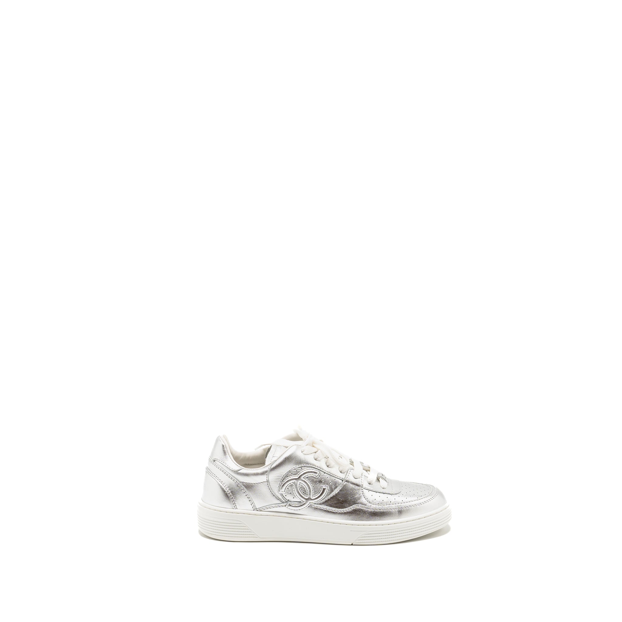 CHANEL 24C SNEAKER CALFSKIN SILVER