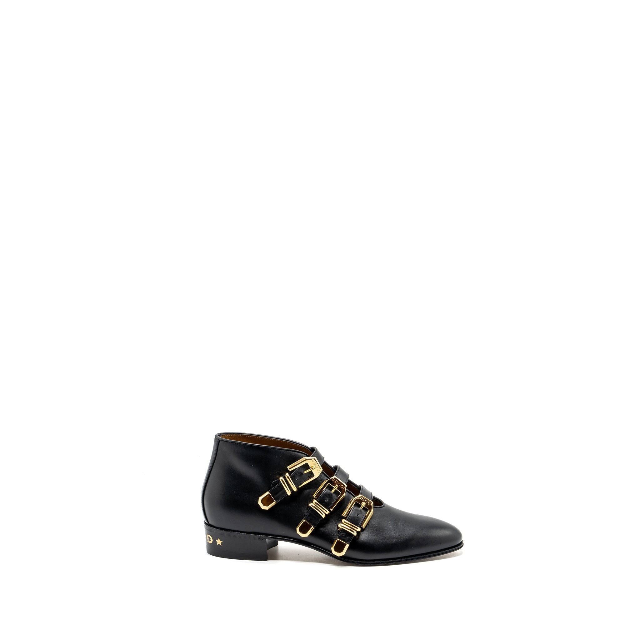 GUCCI TRIPLE BUCKLE ANKLE BOOTS BLACK GHW