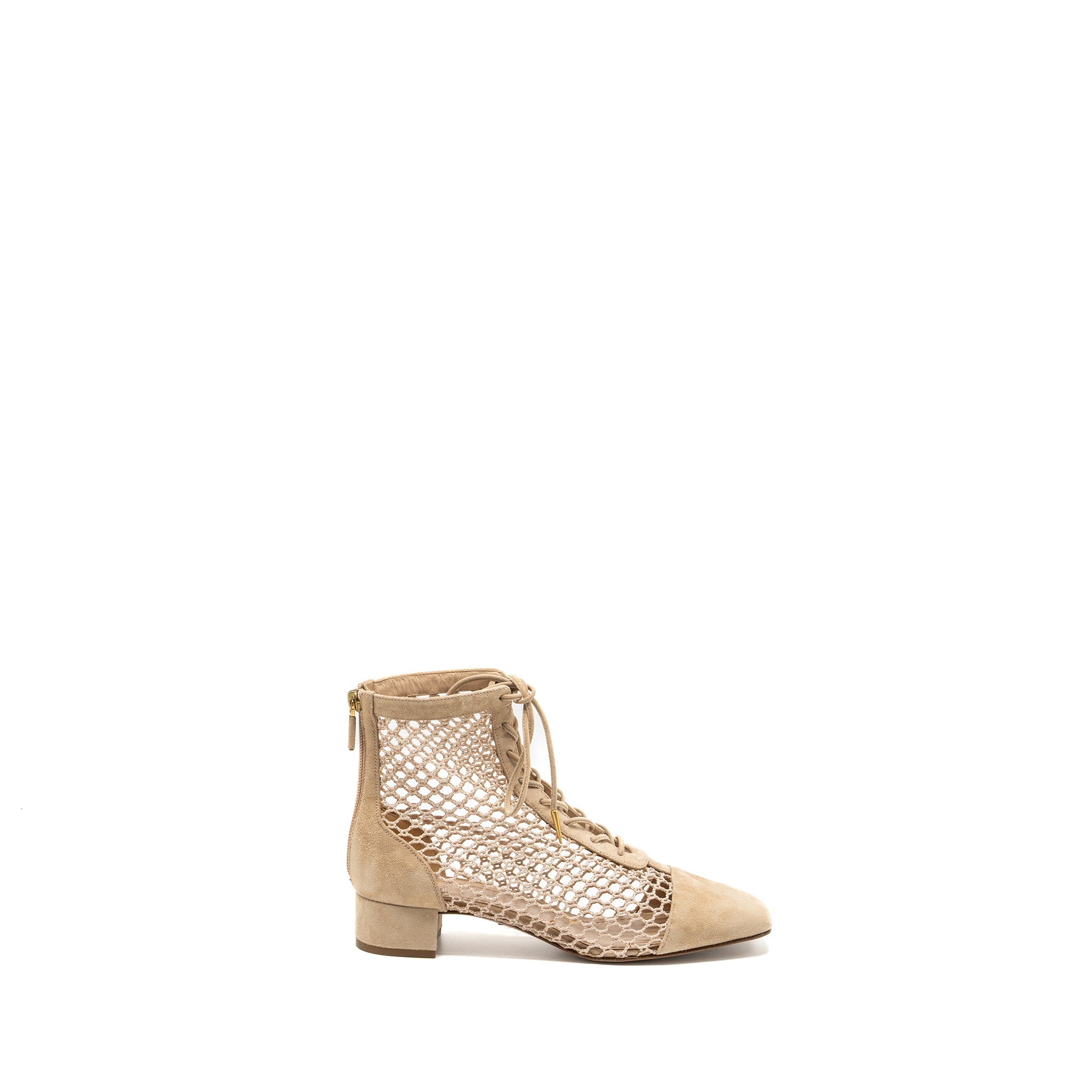 DIOR NAUGHTILY-D BOOTS SUEDE/RESILLE NUDE GHW