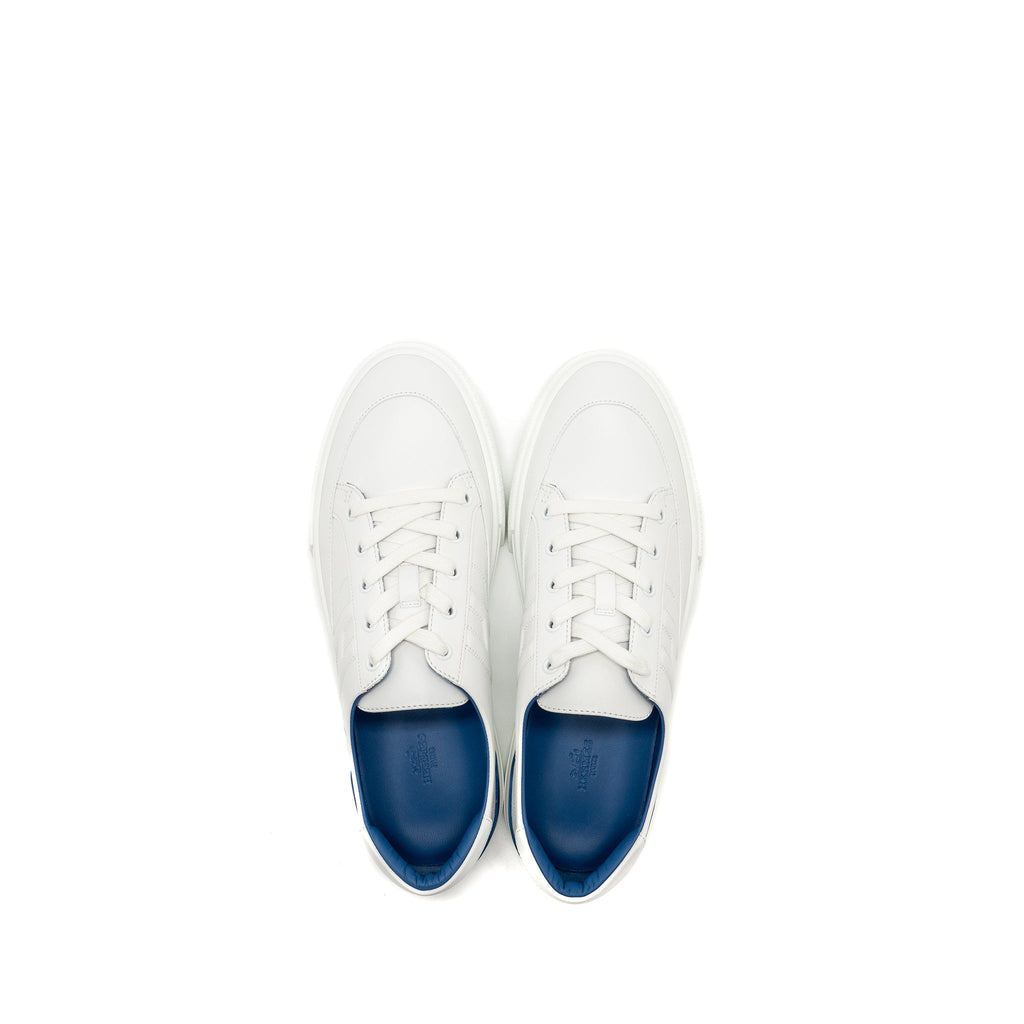 HERMES HOMME DEEP SNEAKER CALFSKIN WHITE/BLUE