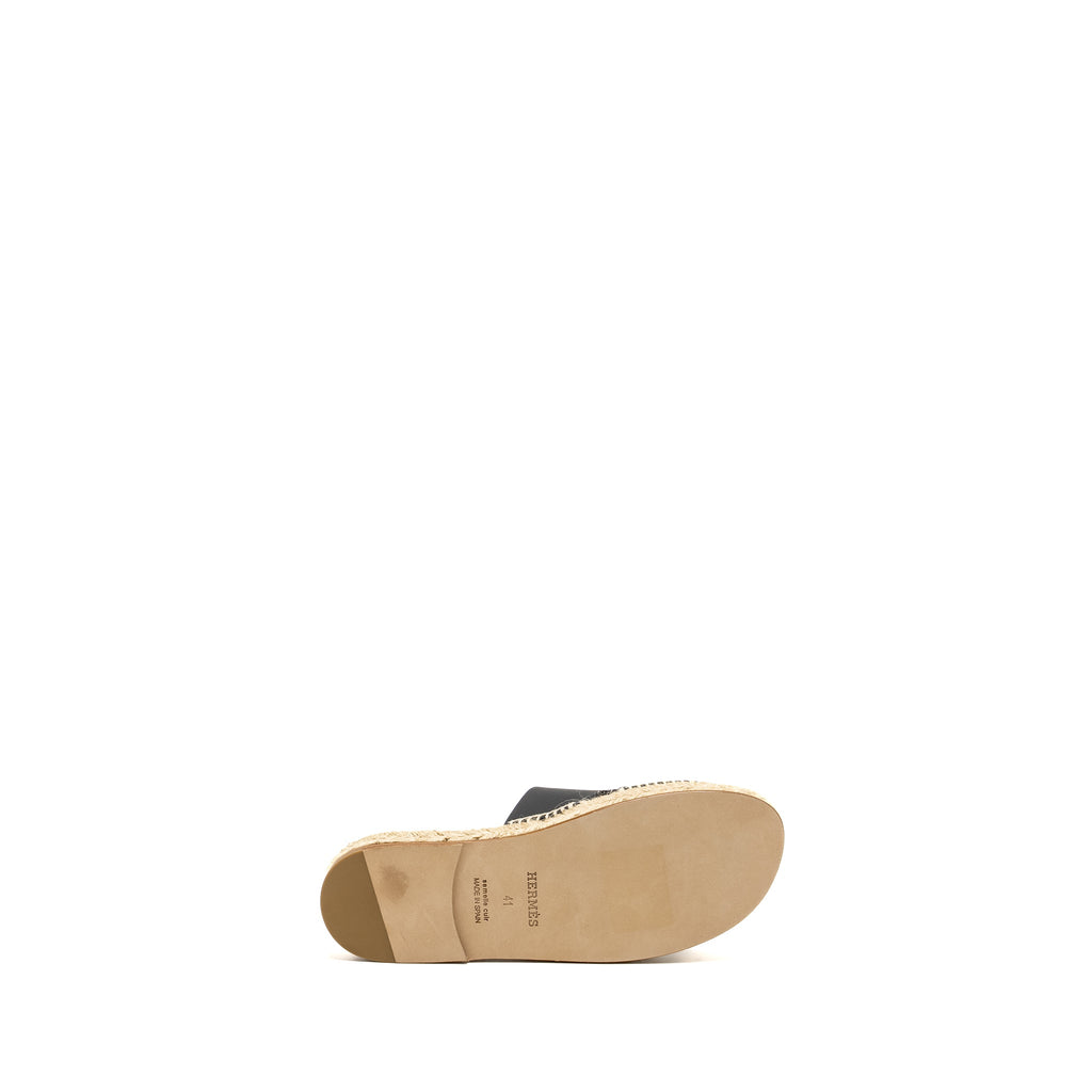 HERMES ANTIGUA ESPADRILLE CALFSKIN BLACK
