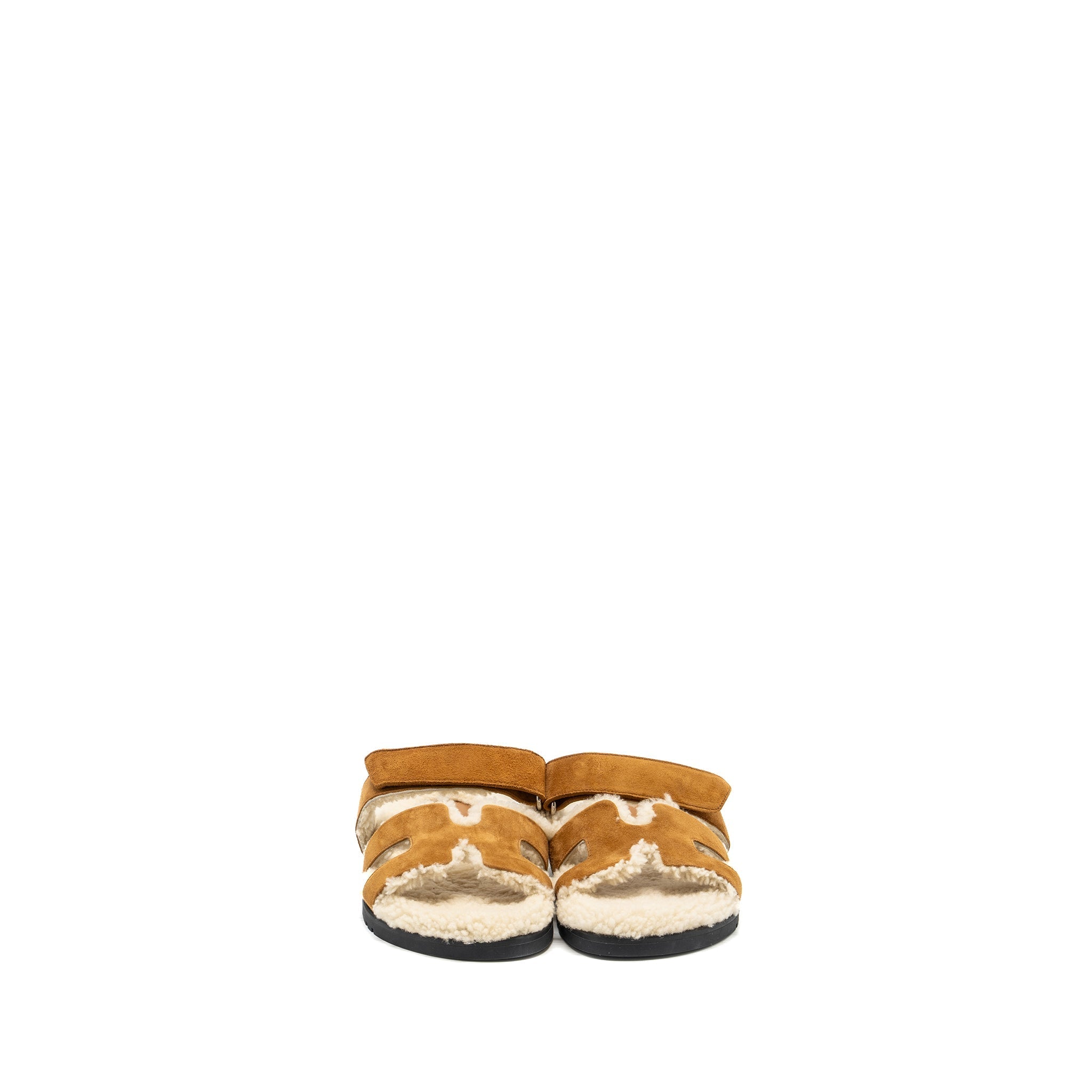 HERMES CHYPRE SANDAL CHEVRE GOATSKIN /SHEARLING NATUREL/ECRU