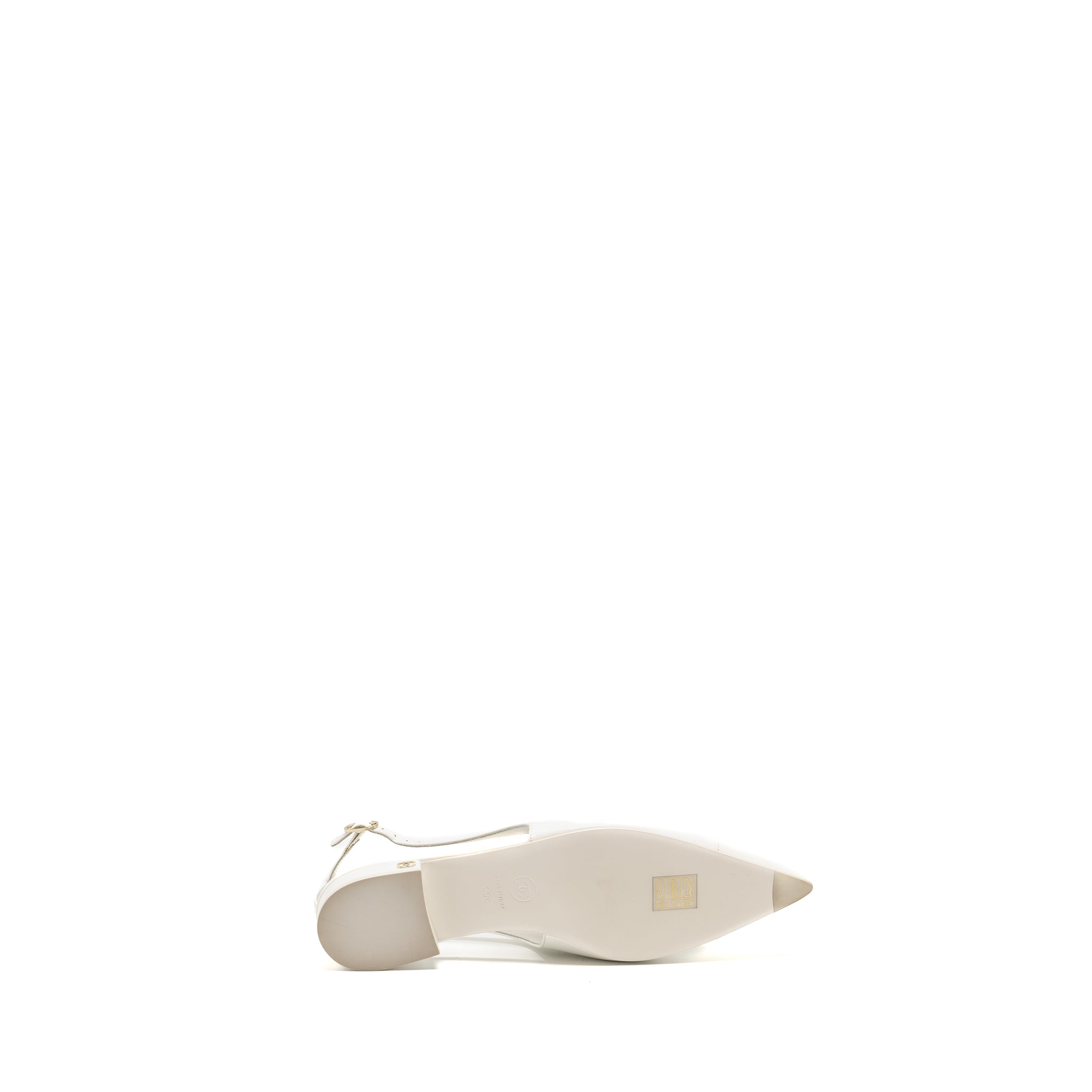 CHANEL 23K SLINGBACKS PATENT CALFSKIN WHITE LGHW