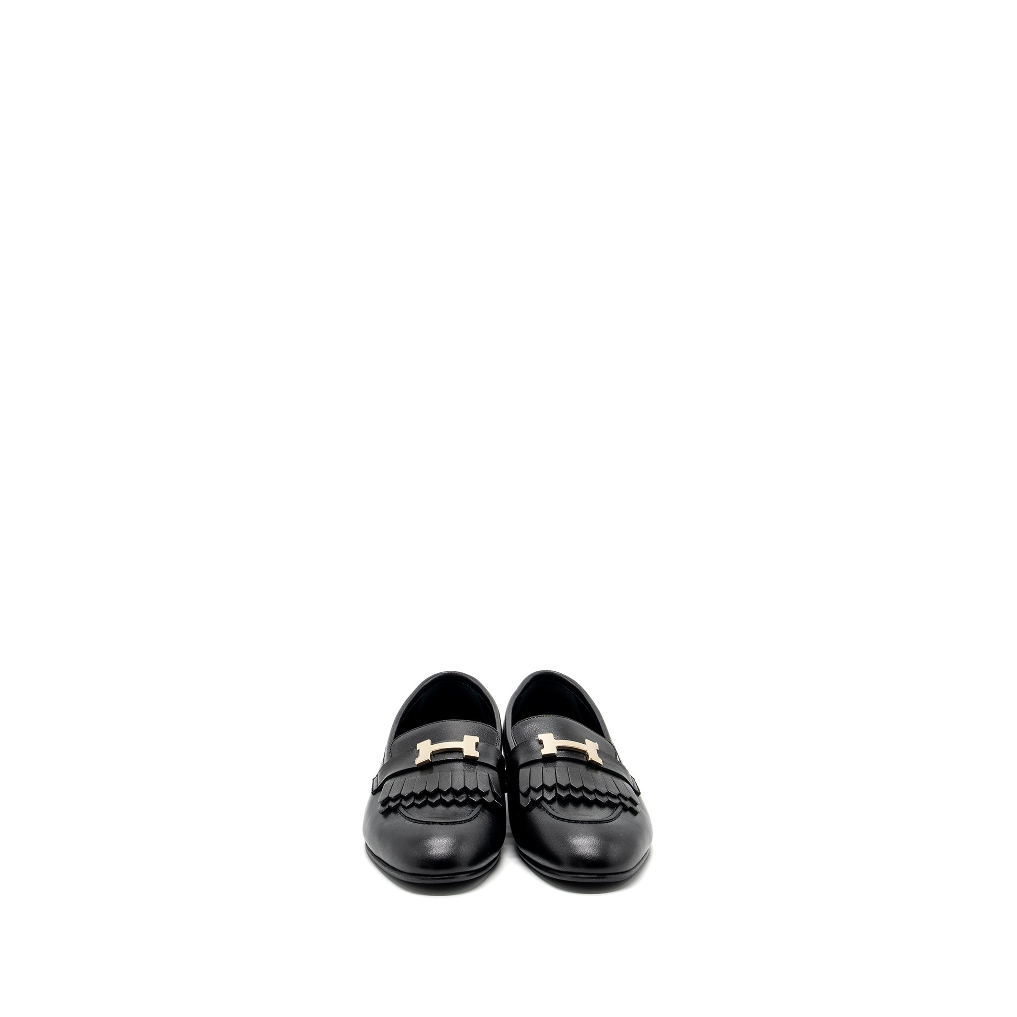 HERMES MOCASSINS ROYAL LOAFER BLACK GHW