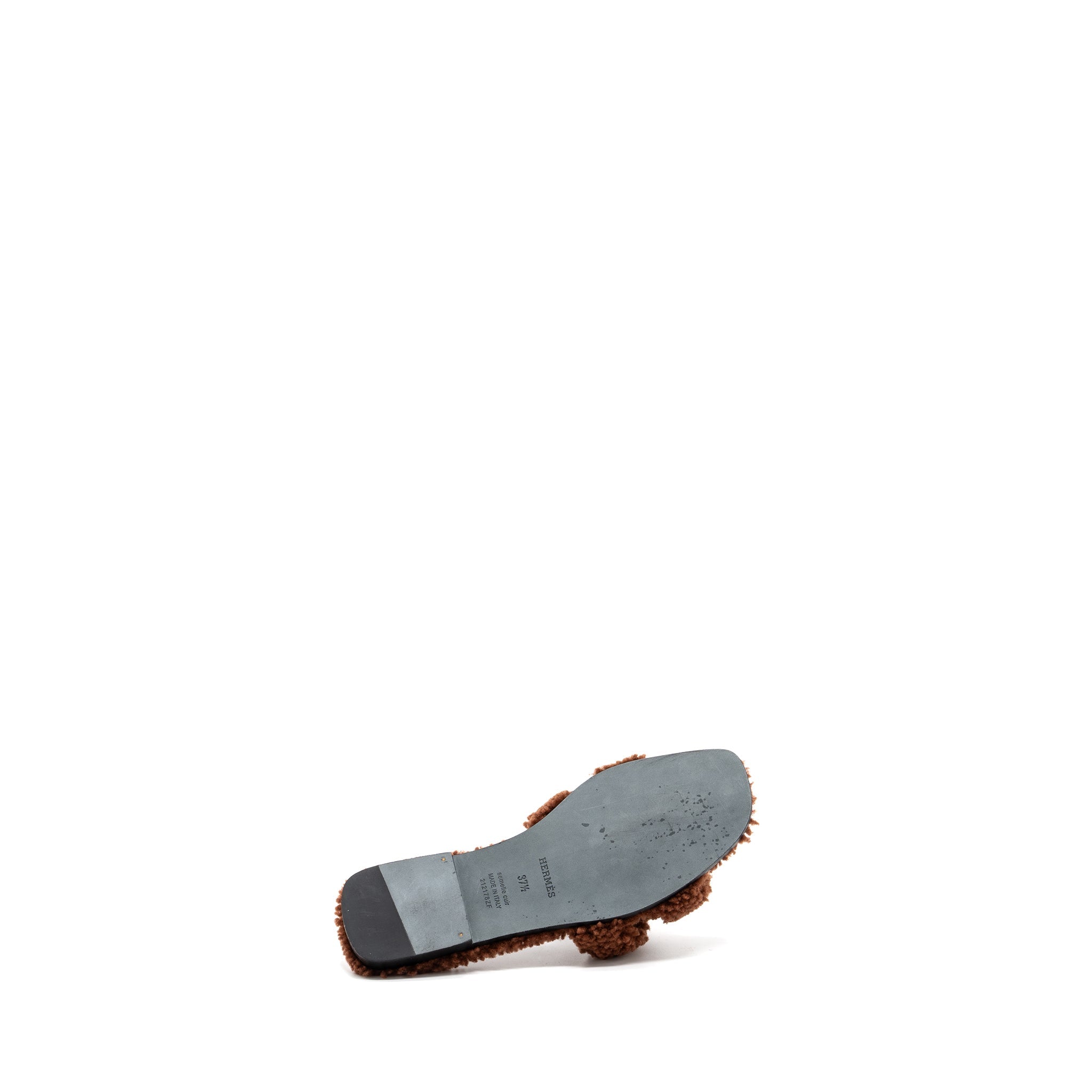 HERMES ORAN SANDAL SHEARLING DARK BROWN