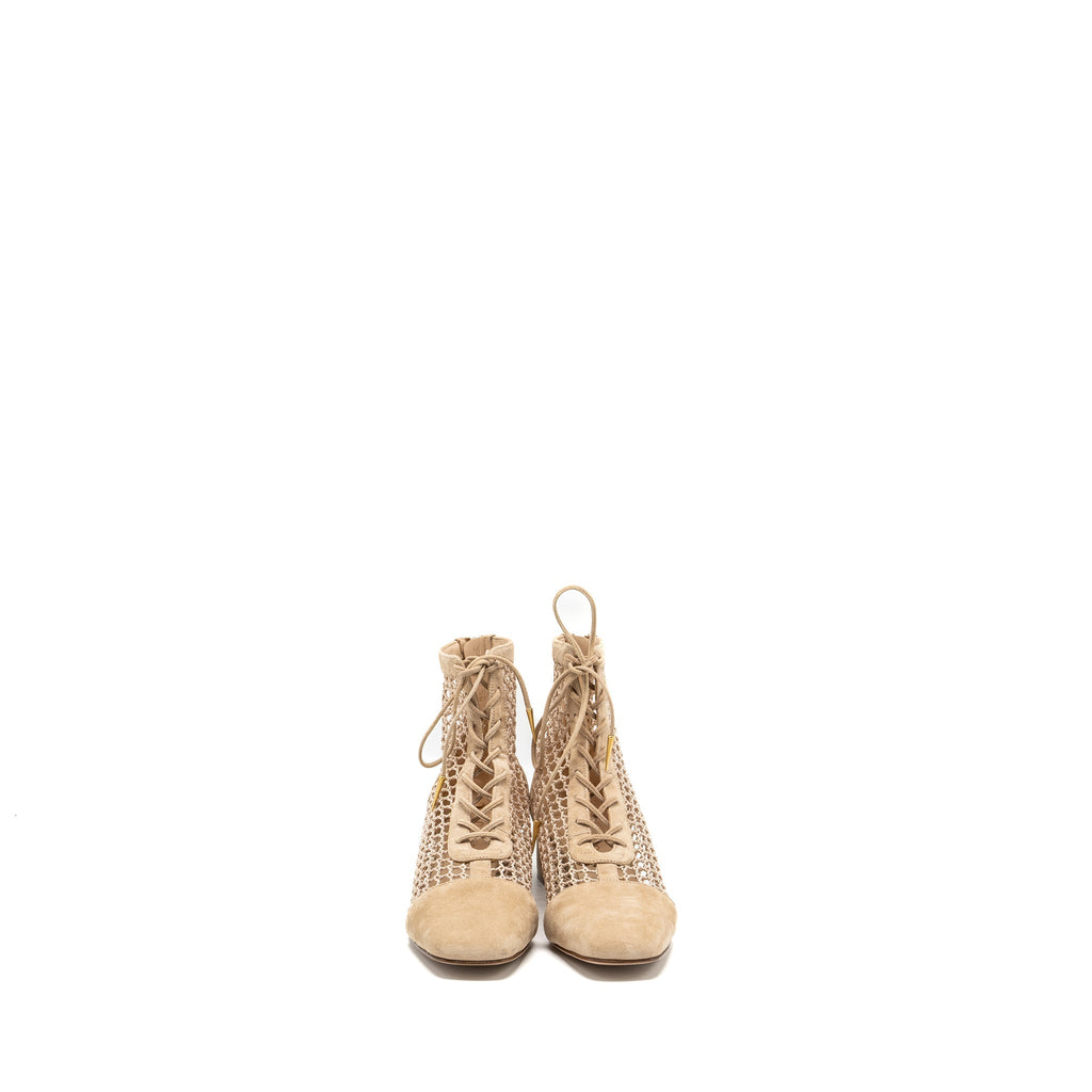 DIOR NAUGHTILY-D BOOTS SUEDE/RESILLE NUDE GHW