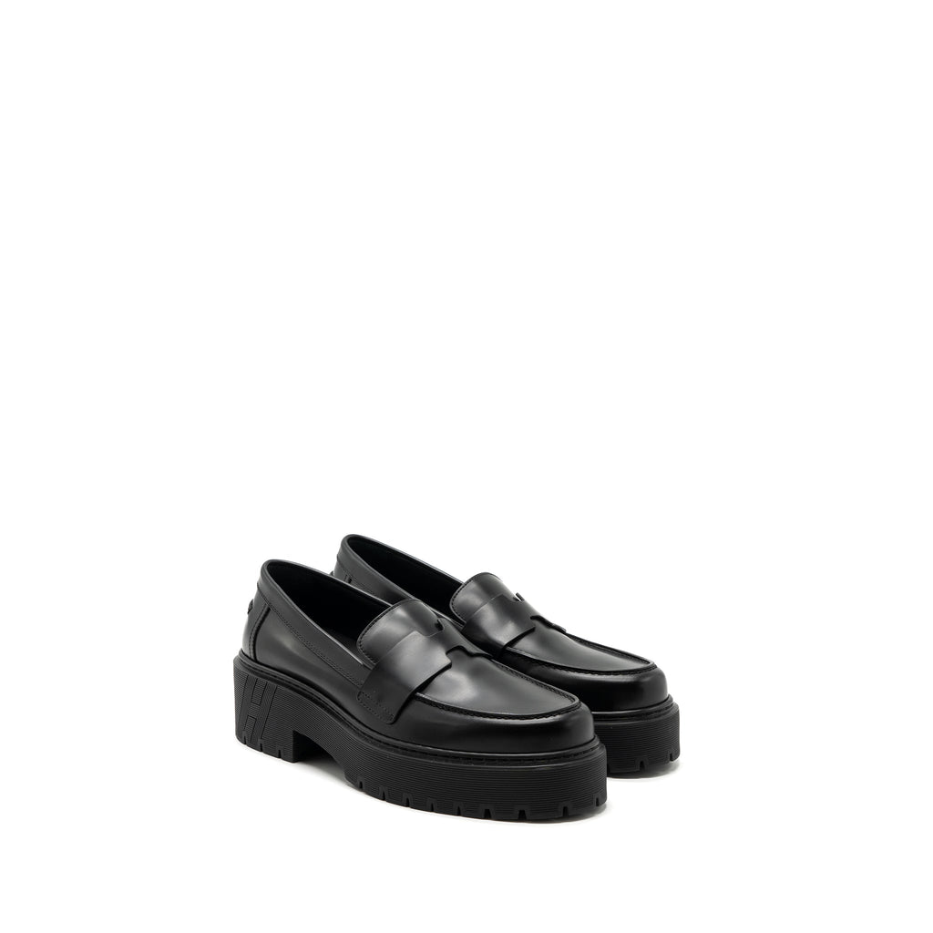 HERMES HITCH MOCCASINS CALFSKIN BLACK