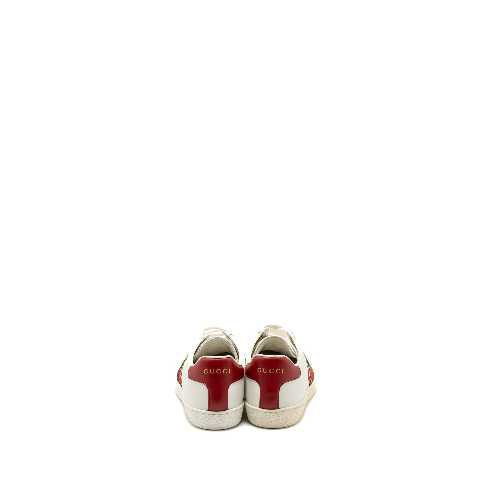 GUCCI LEATHER SNEAKERS WITH GG CHERRY PRINT WHITE MULTICOLOUR
