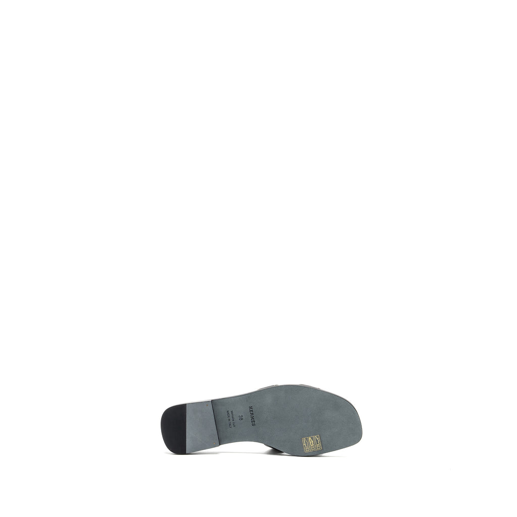 HERMES ORAN SANDAL BOX CALFSKIN BLACK
