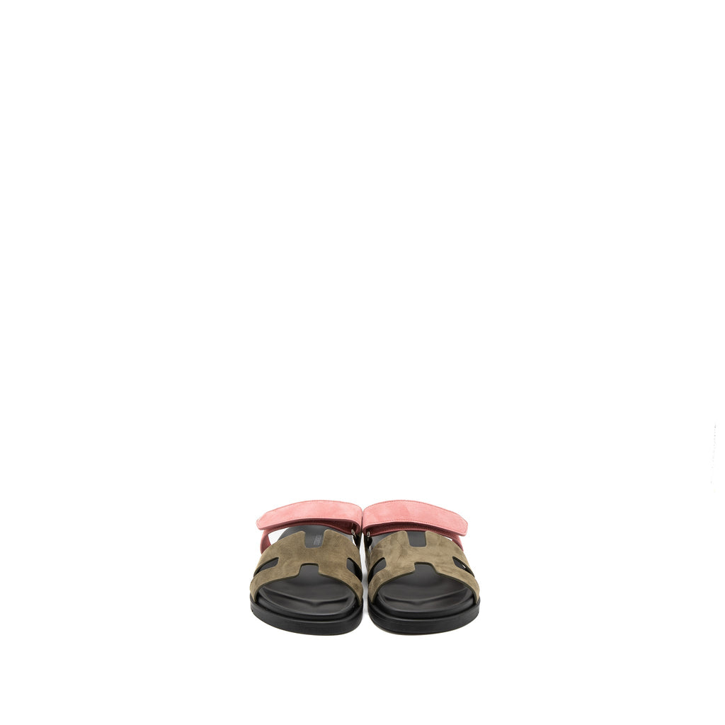 HERMES CHYPRE SANDLE SUEDE/CALFSKIN TOUNDRA/ROSE