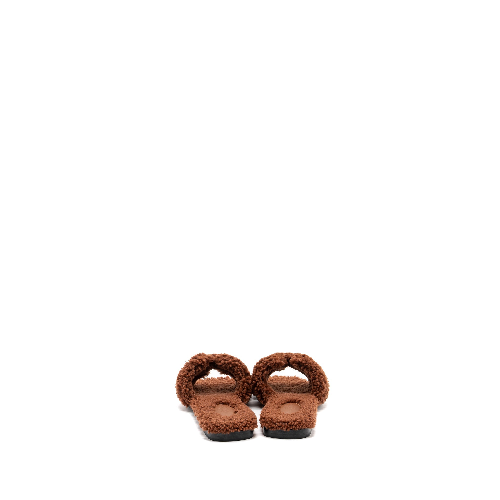 HERMES ORAN SANDAL SHEARLING DARK BROWN