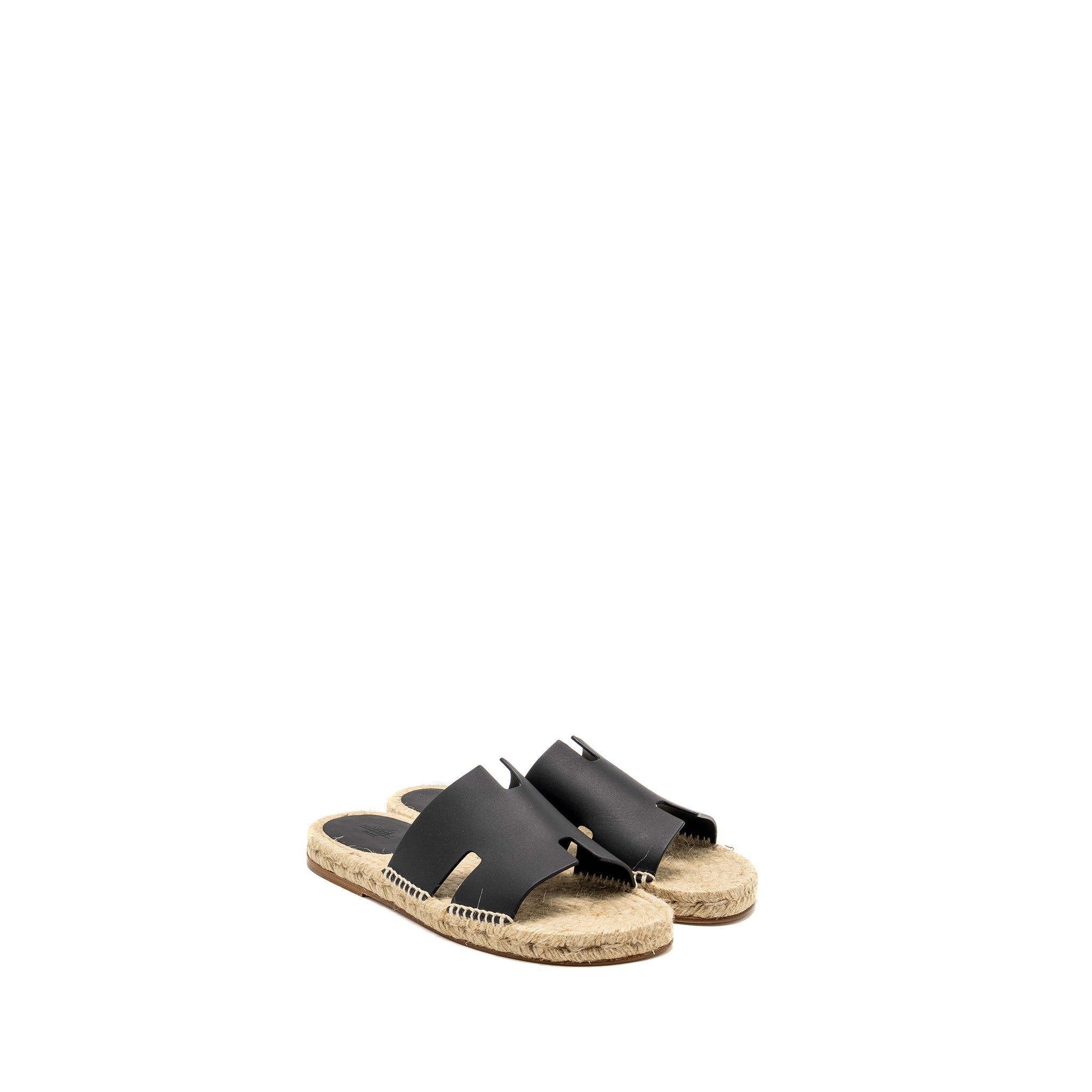 HERMES ANTIGUA ESPADRILLE CALFSKIN BLACK