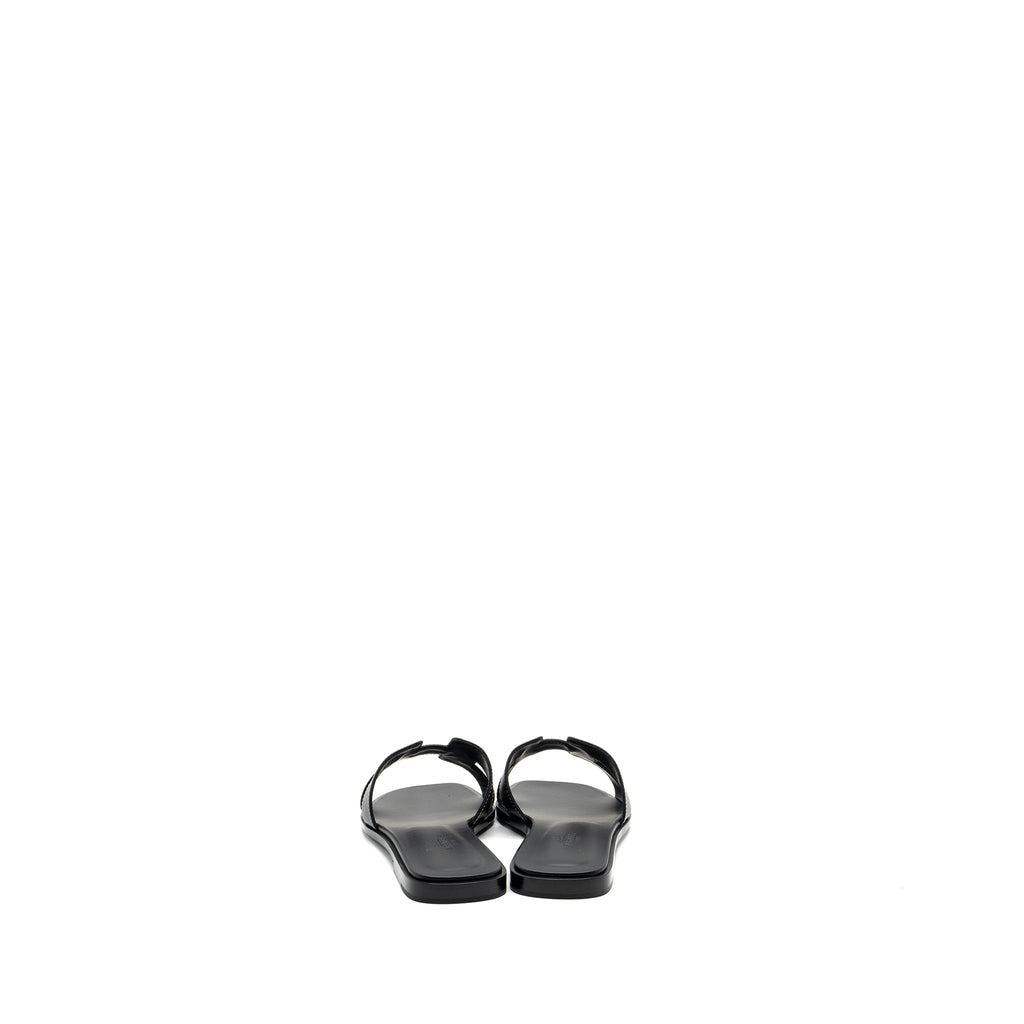HERMES ORAN SANDAL BOX CALFSKIN BLACK