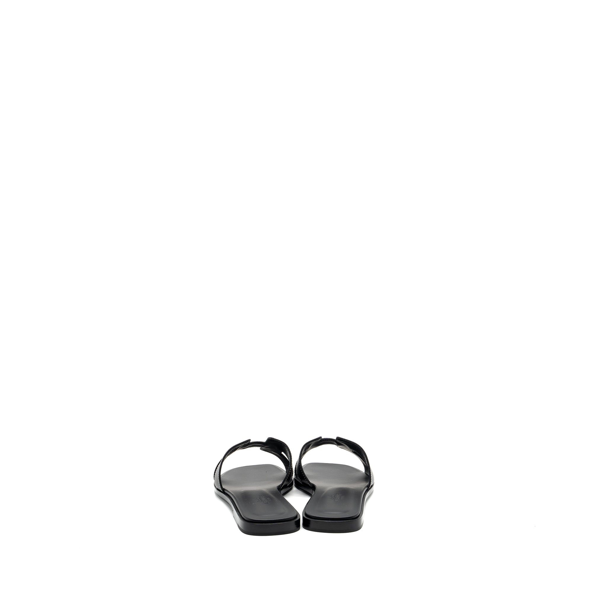 HERMES ORAN SANDAL BOX CALFSKIN BLACK