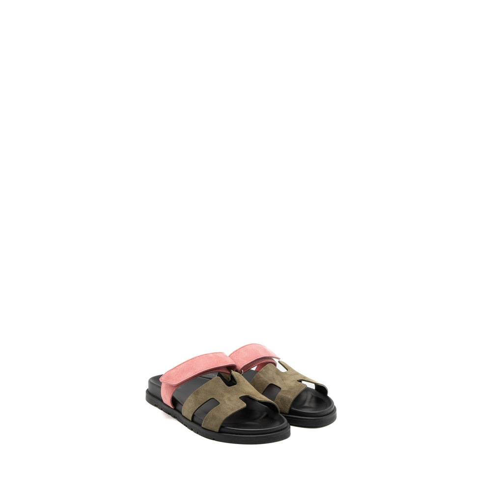 HERMES CHYPRE SANDLE SUEDE/CALFSKIN TOUNDRA/ROSE