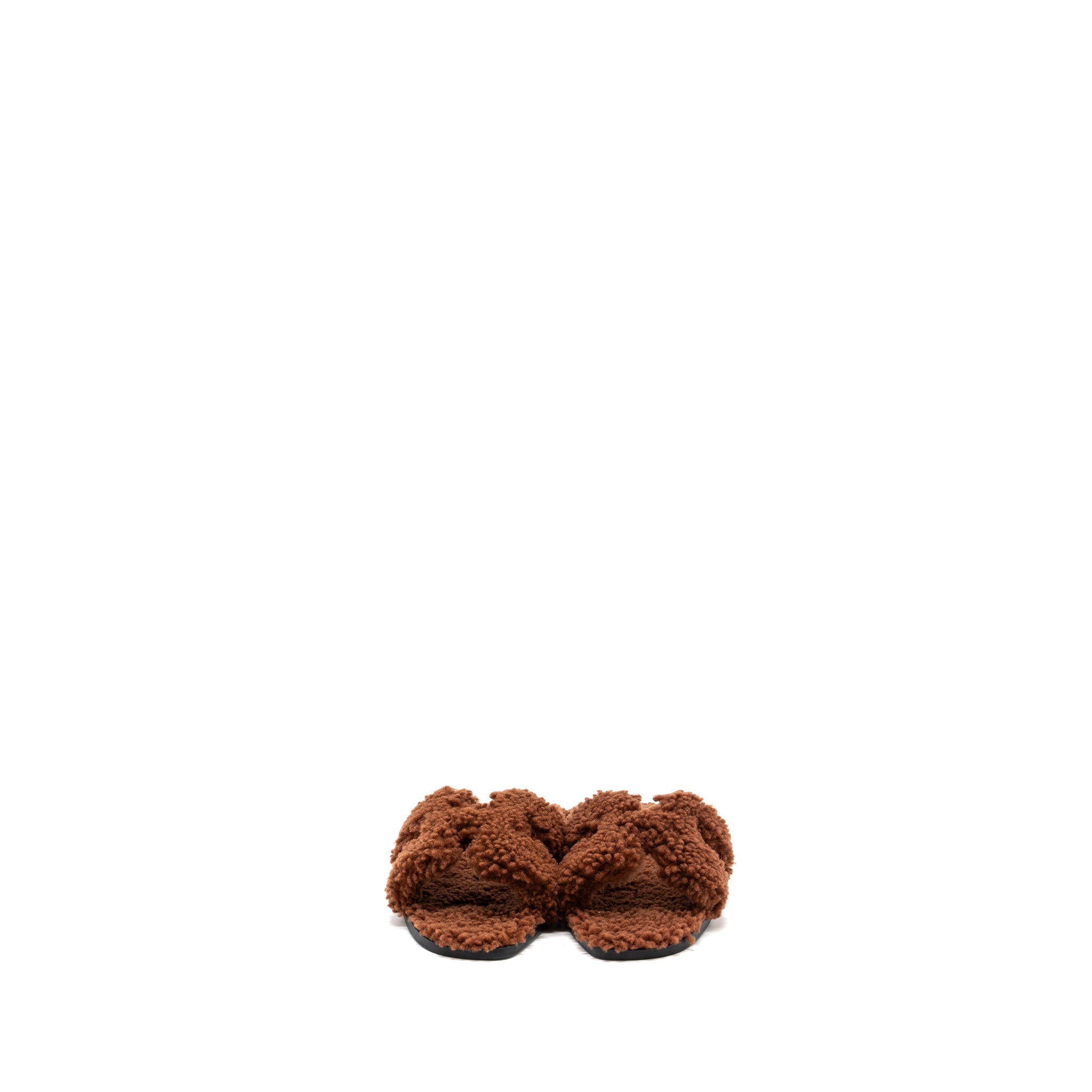 HERMES ORAN SANDAL SHEARLING DARK BROWN