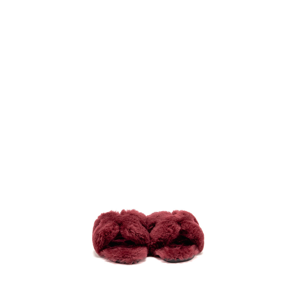 HERMES ORAN SANDALS SHEARLING BURGUNDY